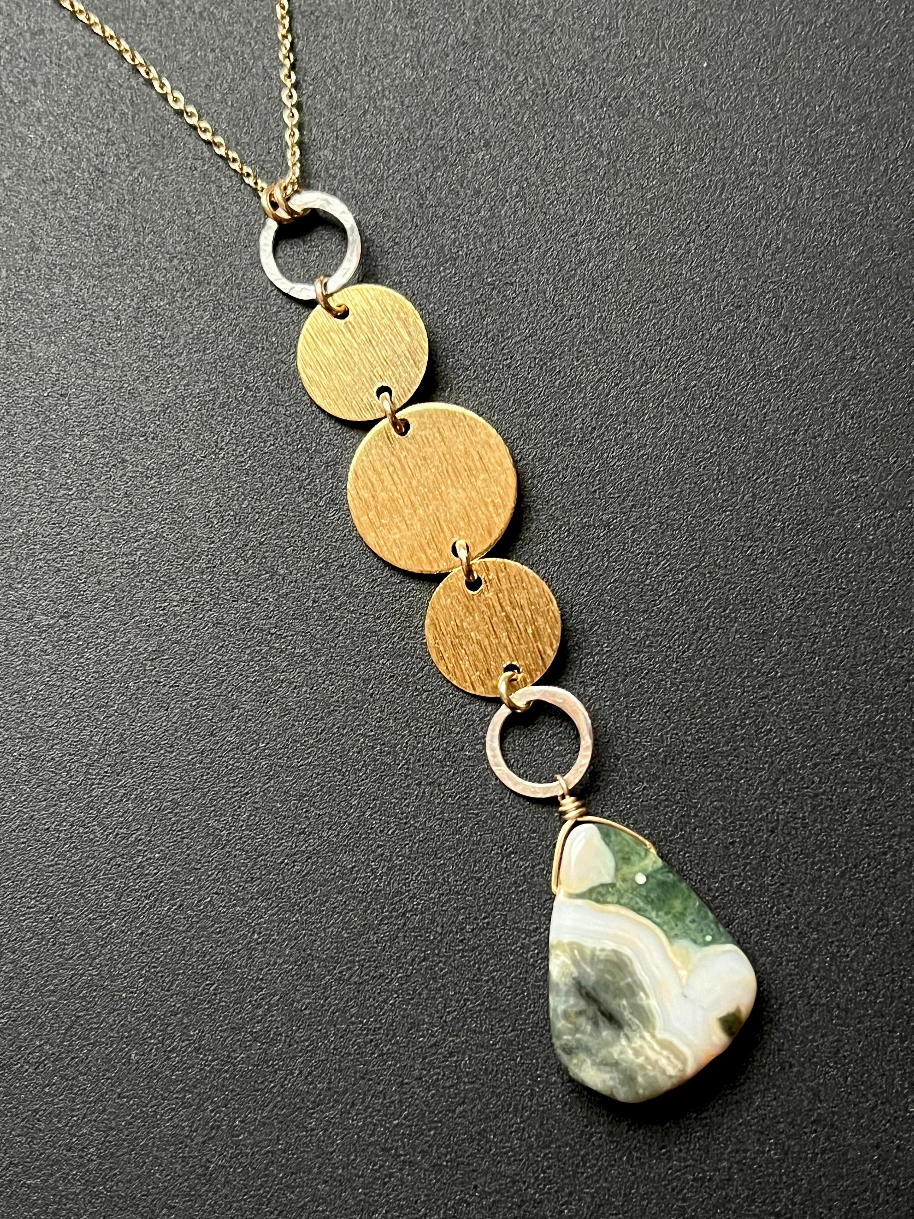 •OOAK - NYX• ocean jasper + mixed metal necklace (26"-28")