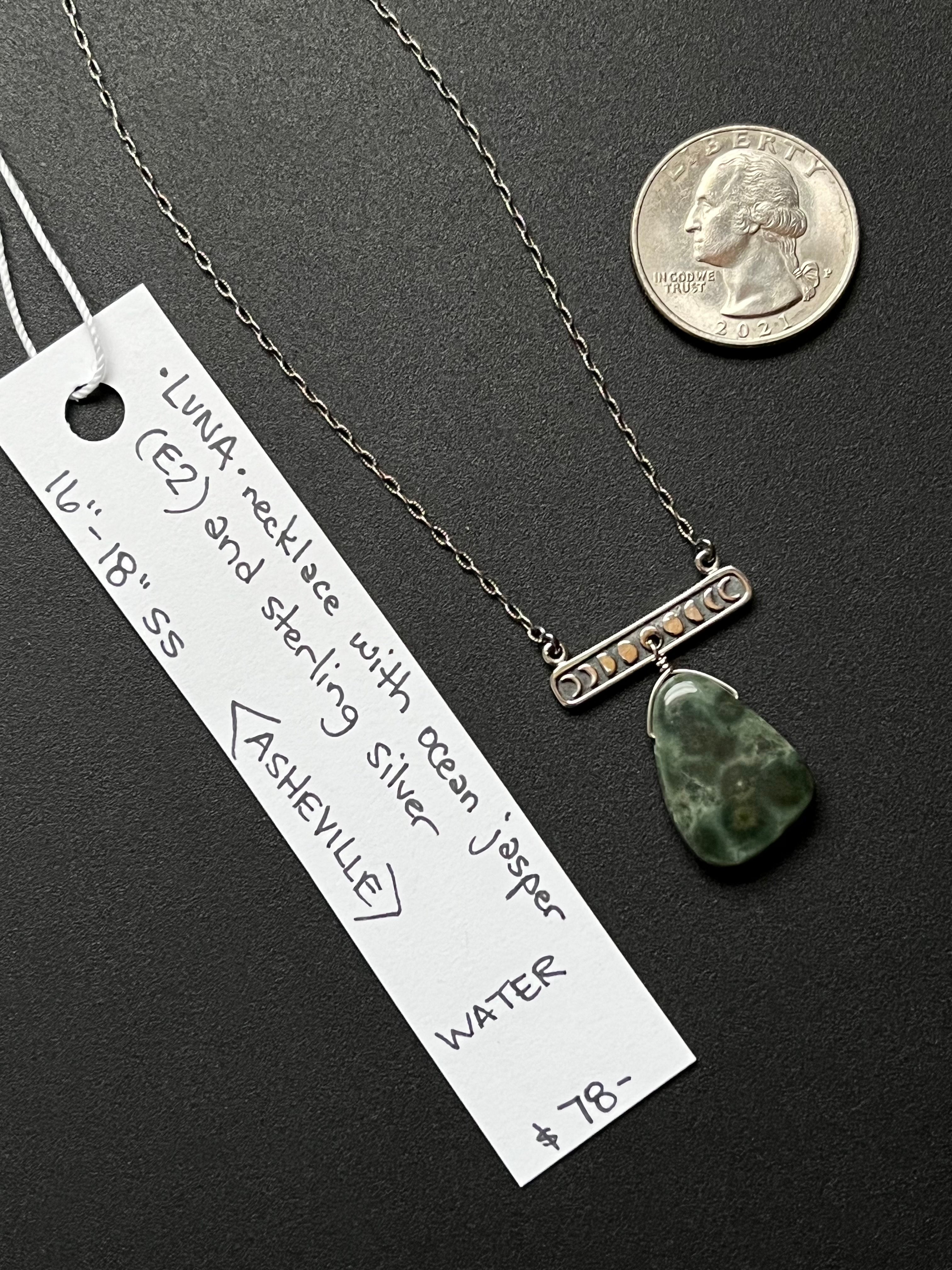•OOAK - LUNA• ocean jasper + sterling silver necklace (16"-18")