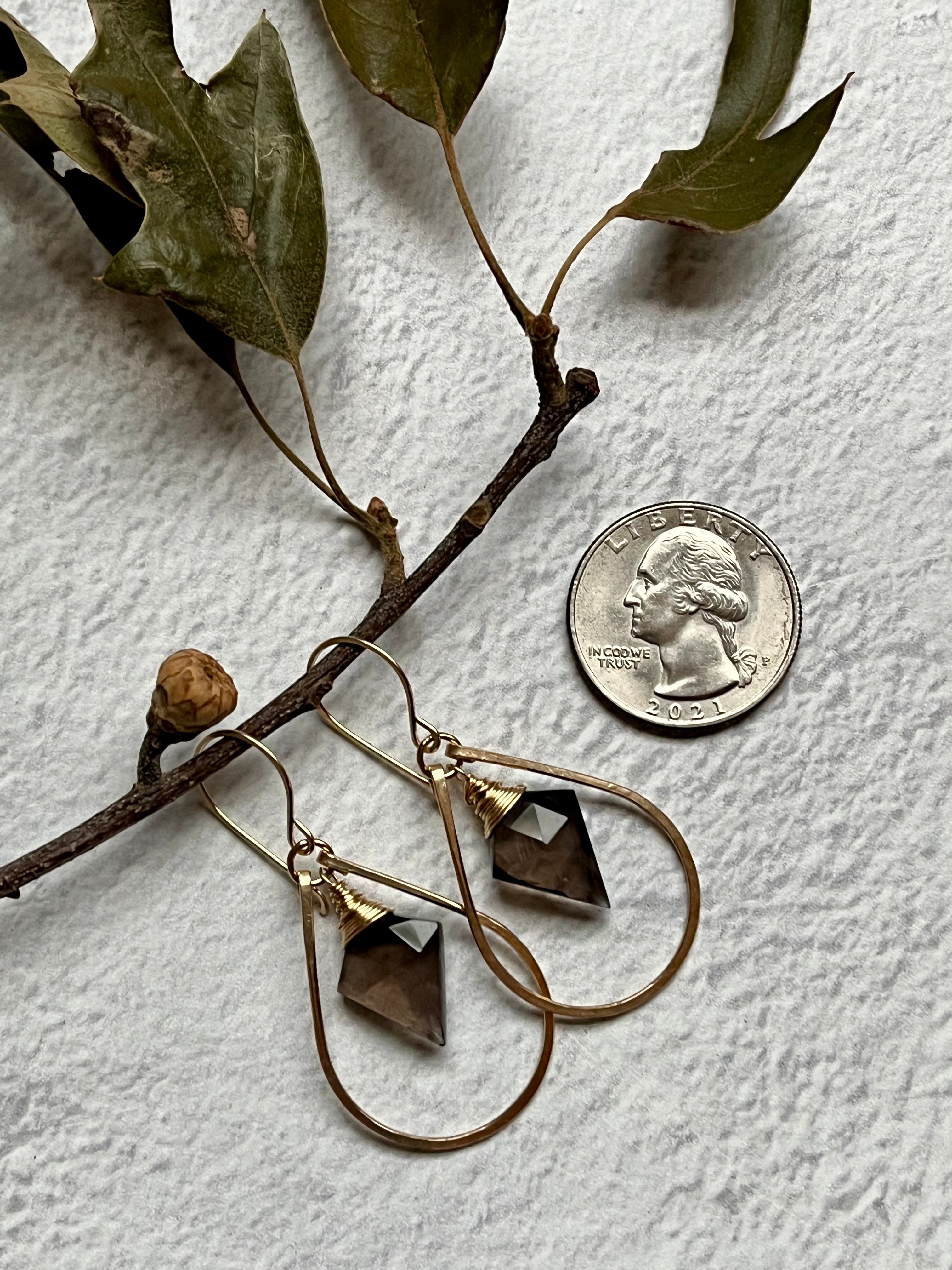 •ARROW HOOP• smoky quartz + gold earrings