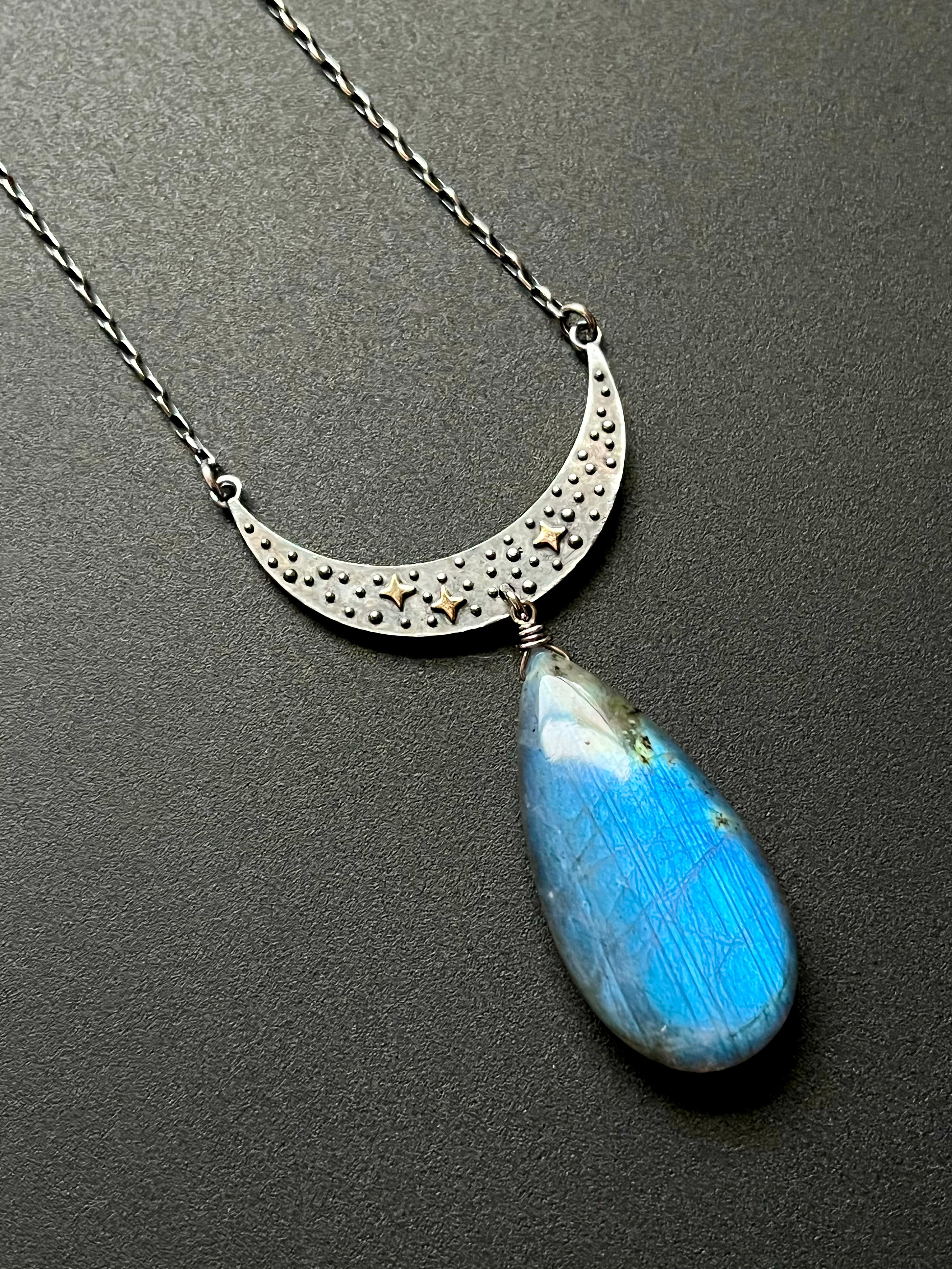 •OOAK - NYX• labradorite + mixed metal necklace (18"-20")