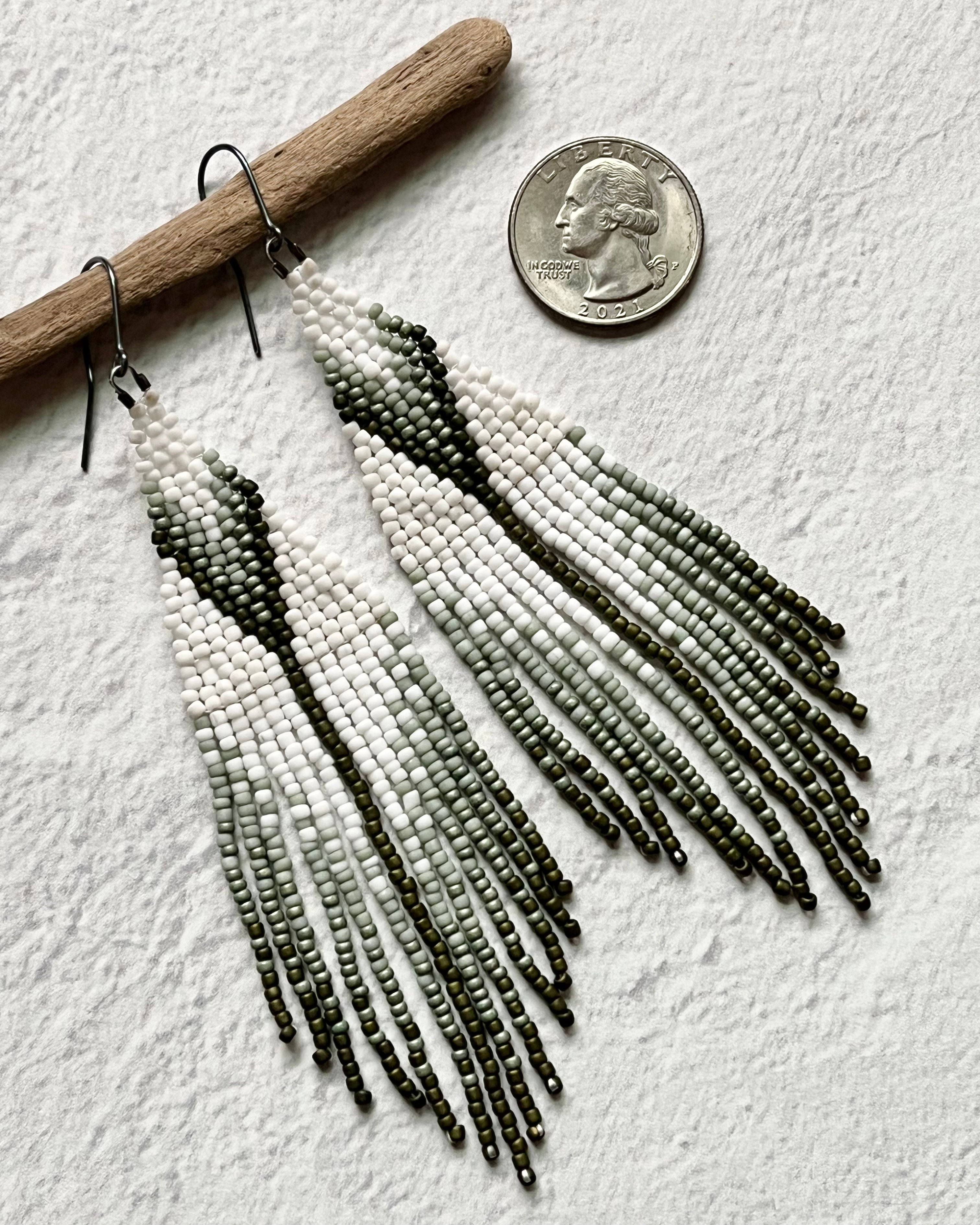 • WILLOW • beaded fringe dangle earrings