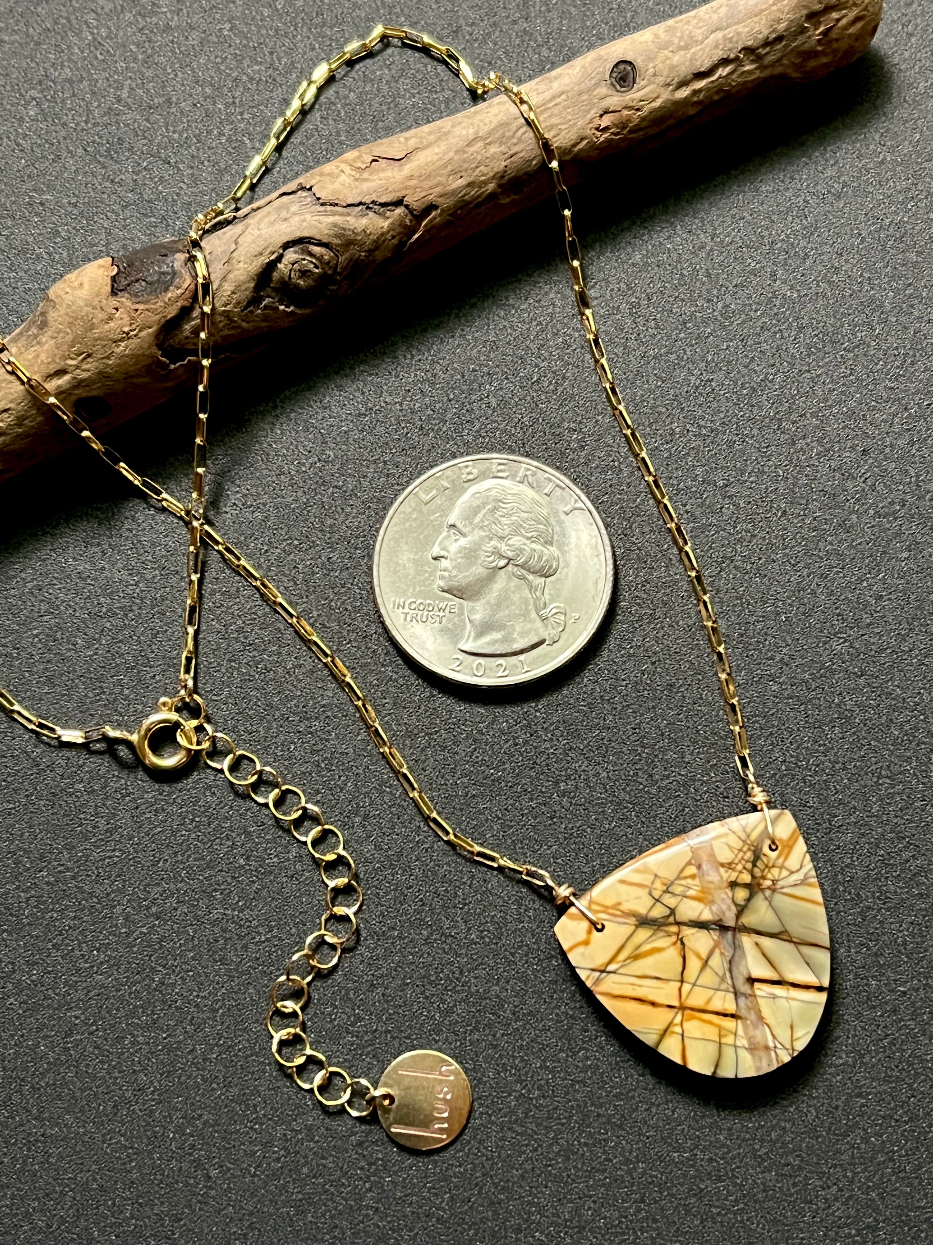 • OOAK - AEON • red creek jasper + gold necklace (16"-18")