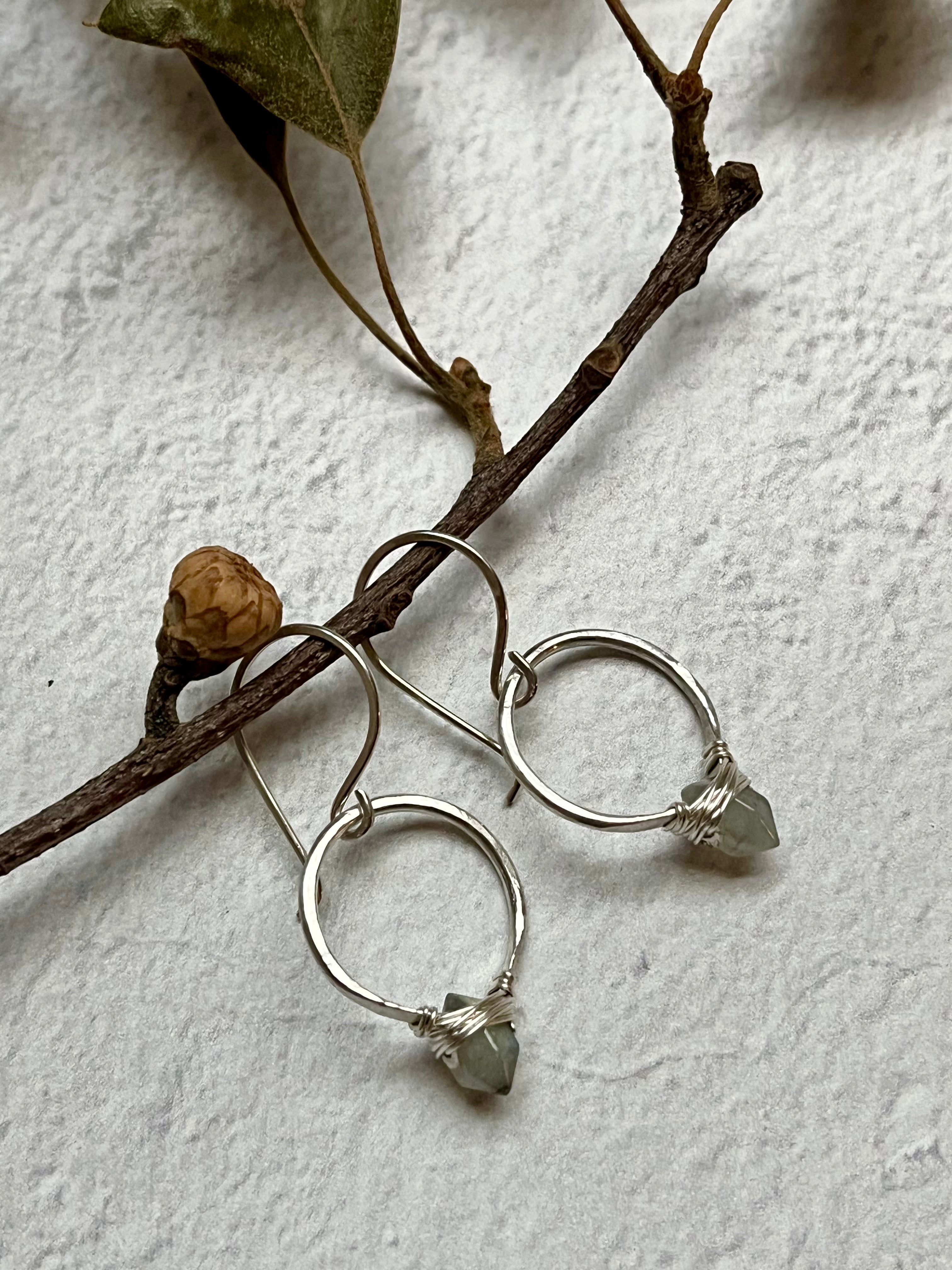 •PIKE HOOP• labradorite + silver earrings