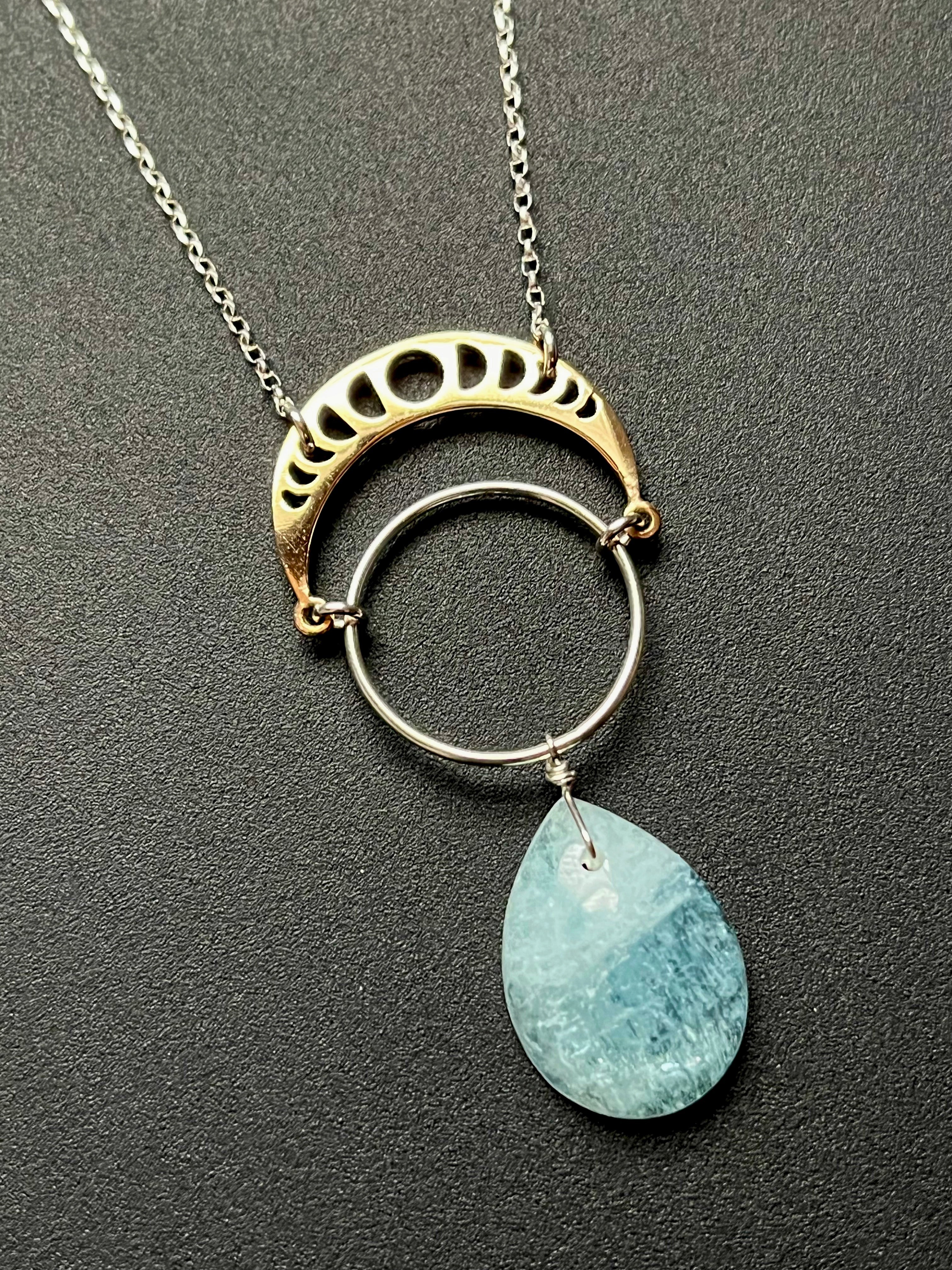 •OOAK - NYX• aquamarine + mixed metal necklace (18"-20")