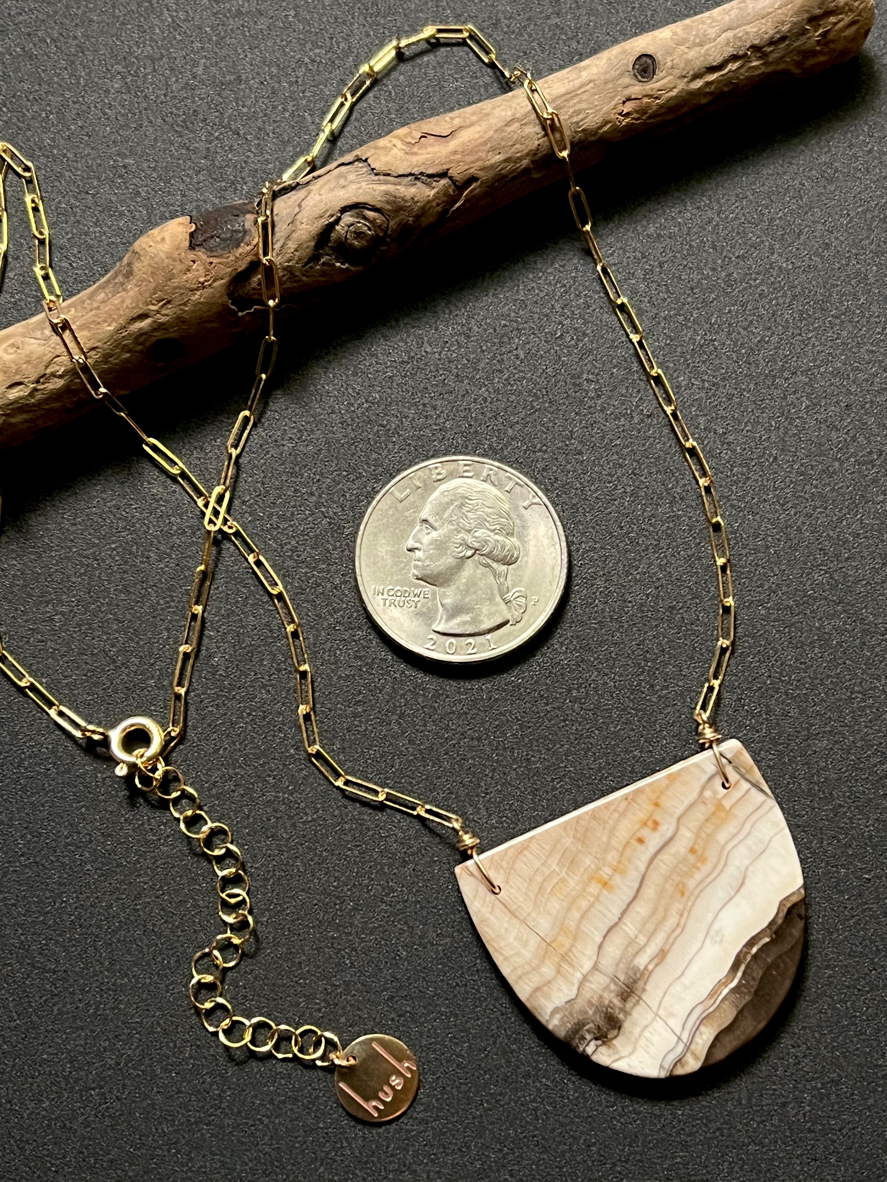 • OOAK - AEON • petrified wood + gold necklace (18"-20")