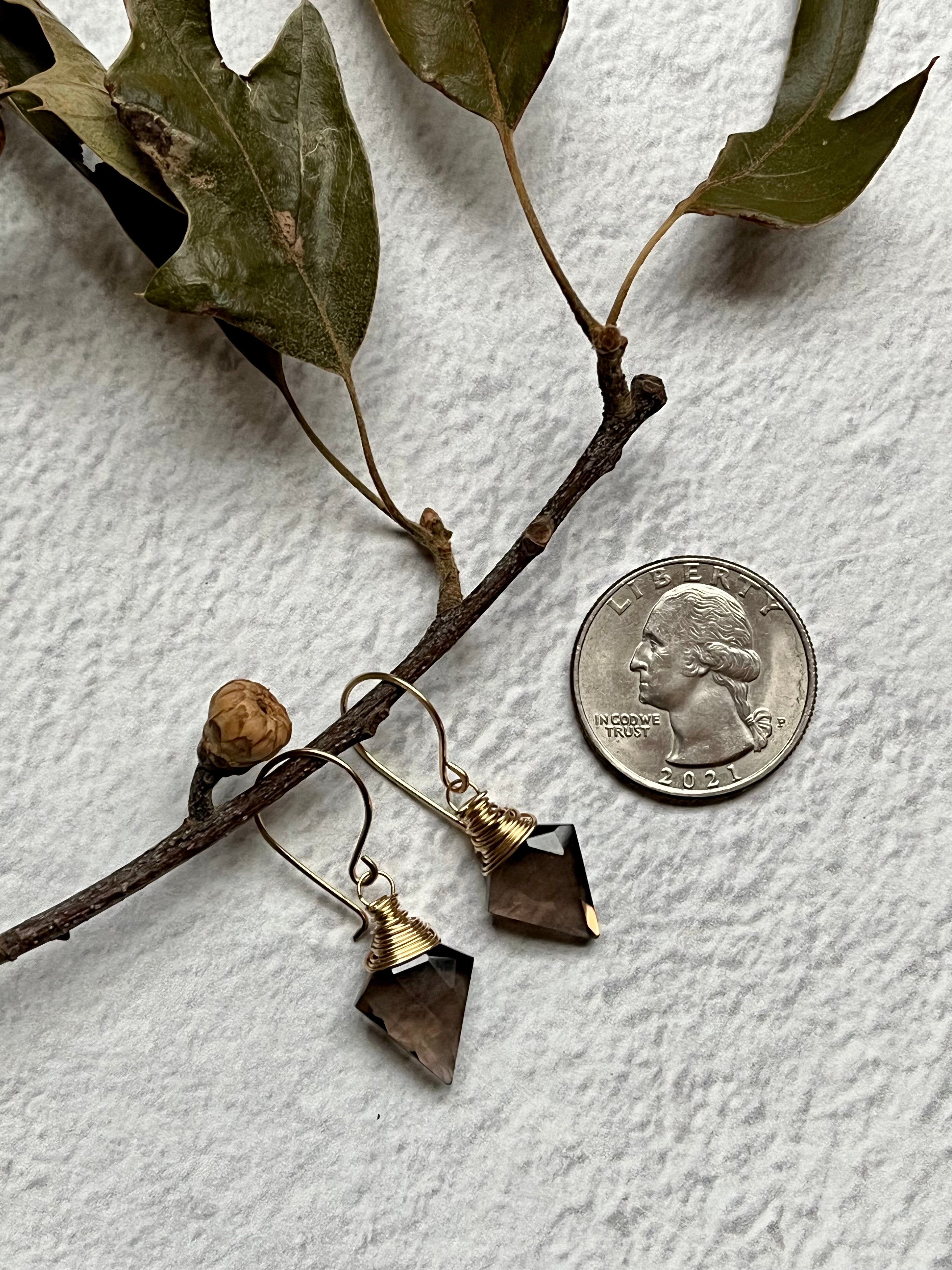 •ARROW• smoky quartz + gold earrings