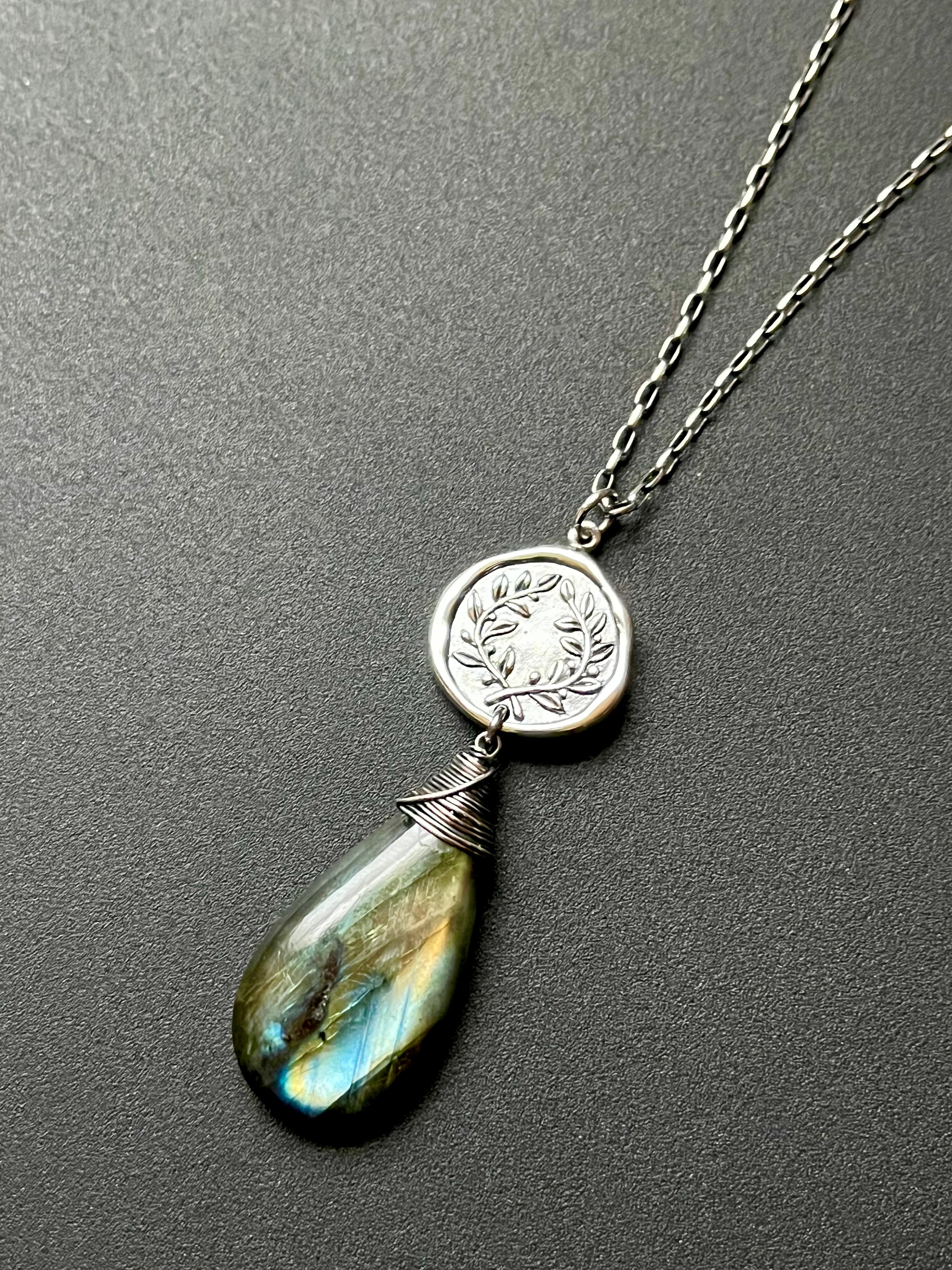 •OOAK - TEND• labradorite + sterling silver necklace (18"-20")