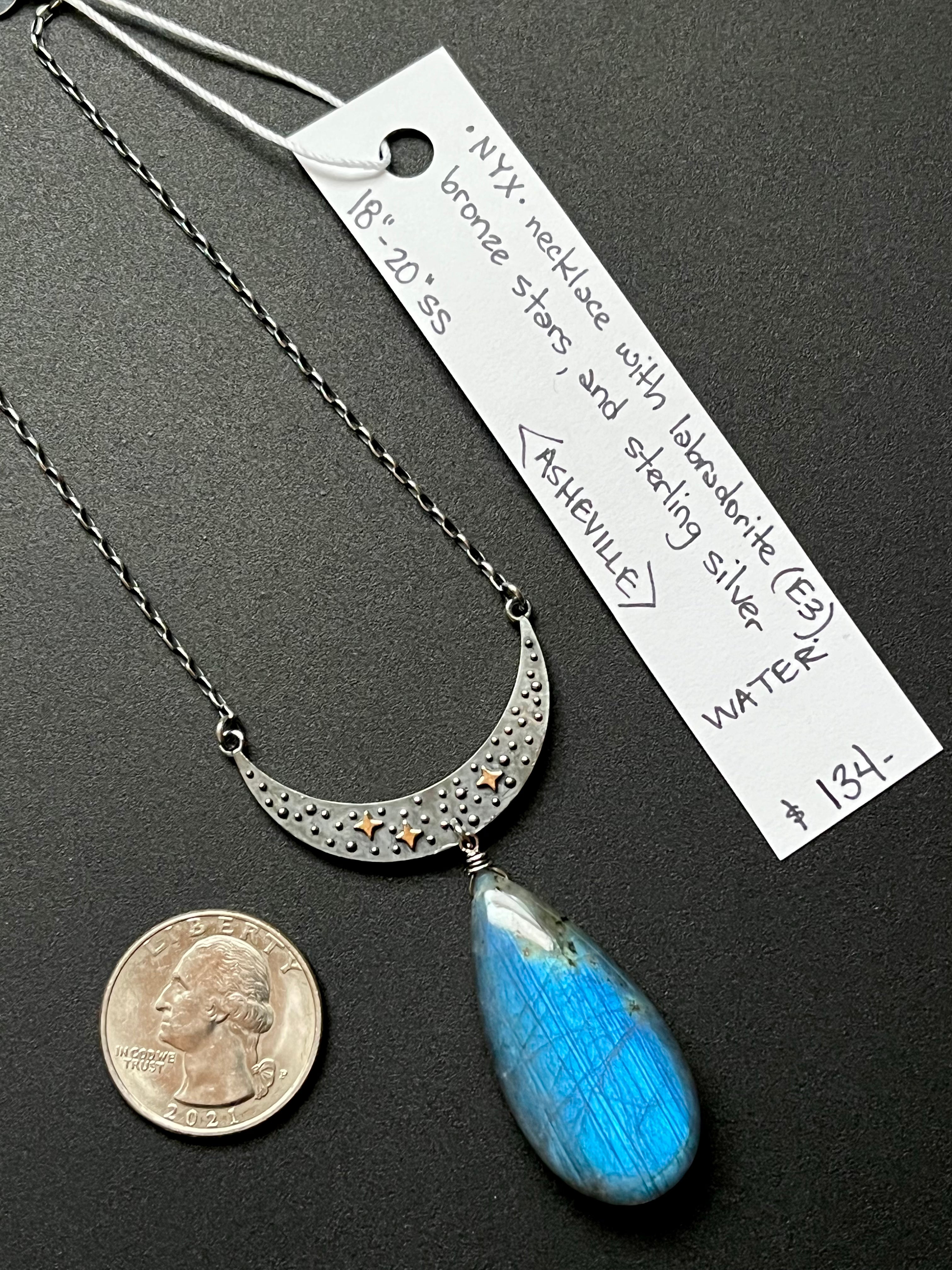 •OOAK - NYX• labradorite + mixed metal necklace (18"-20")