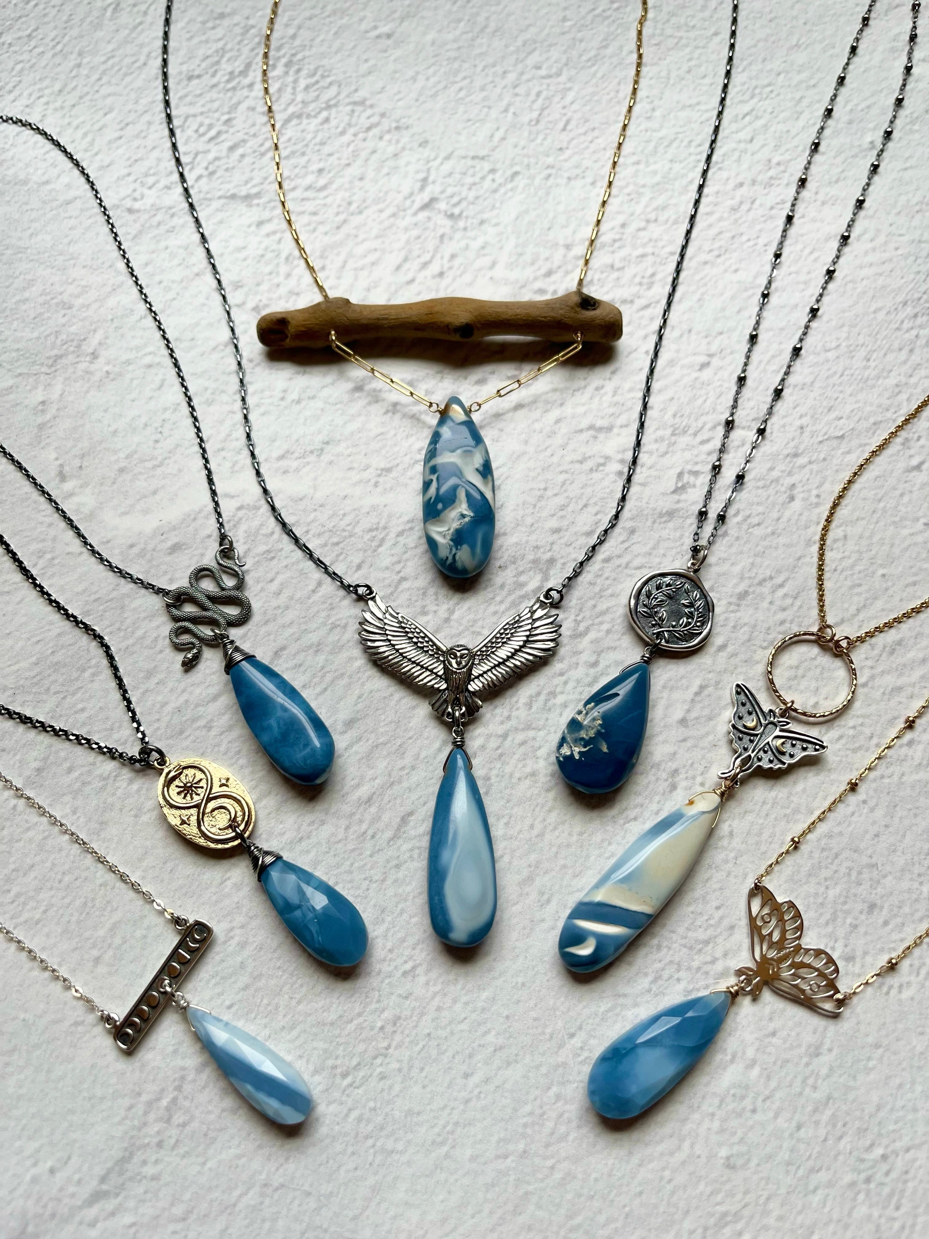 •OOAK - SUENO• peruvian opal + mixed metal necklace (16"-18")