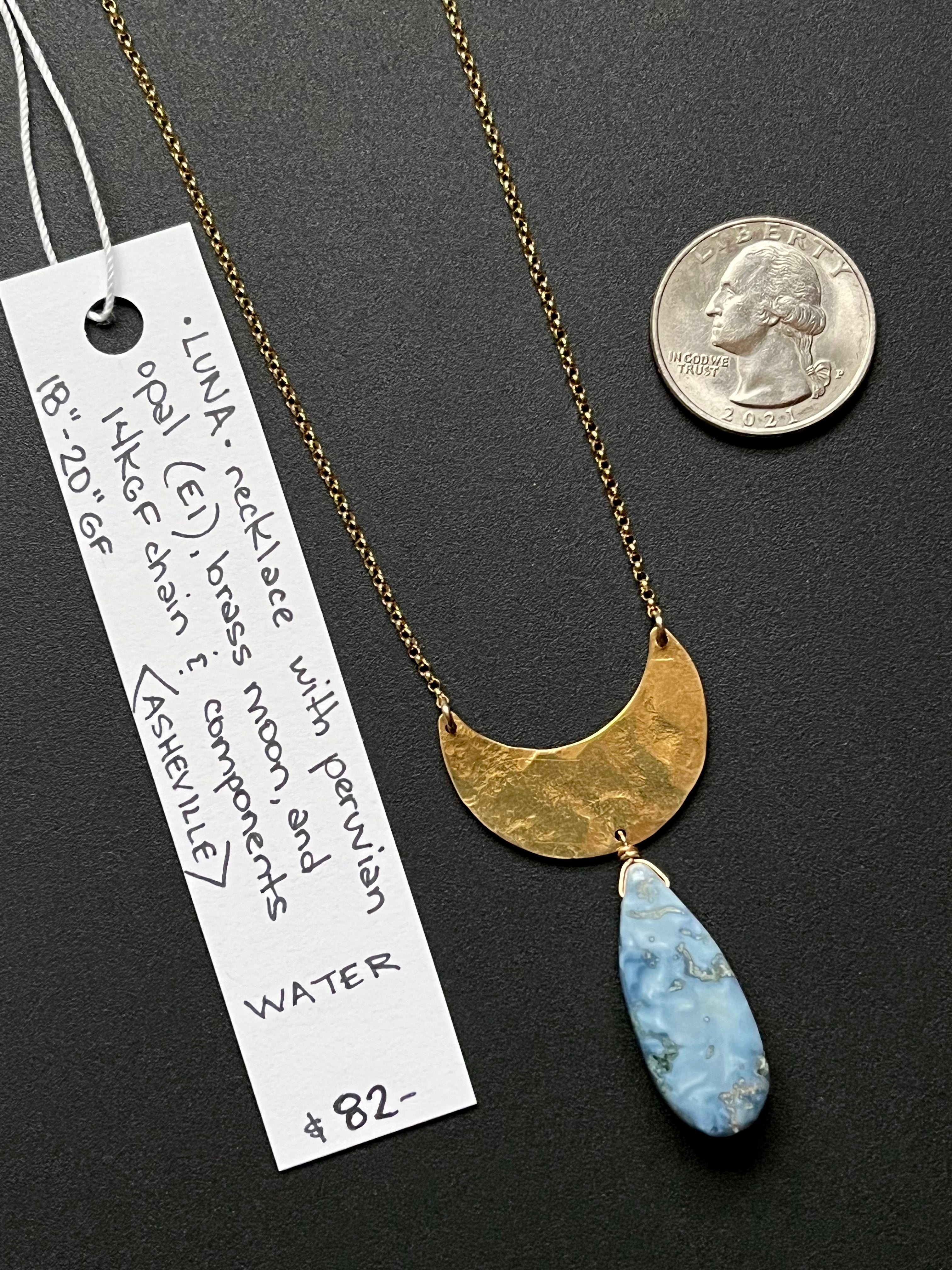•OOAK - LUNA• peruvian opal + gold necklace (18"-20")