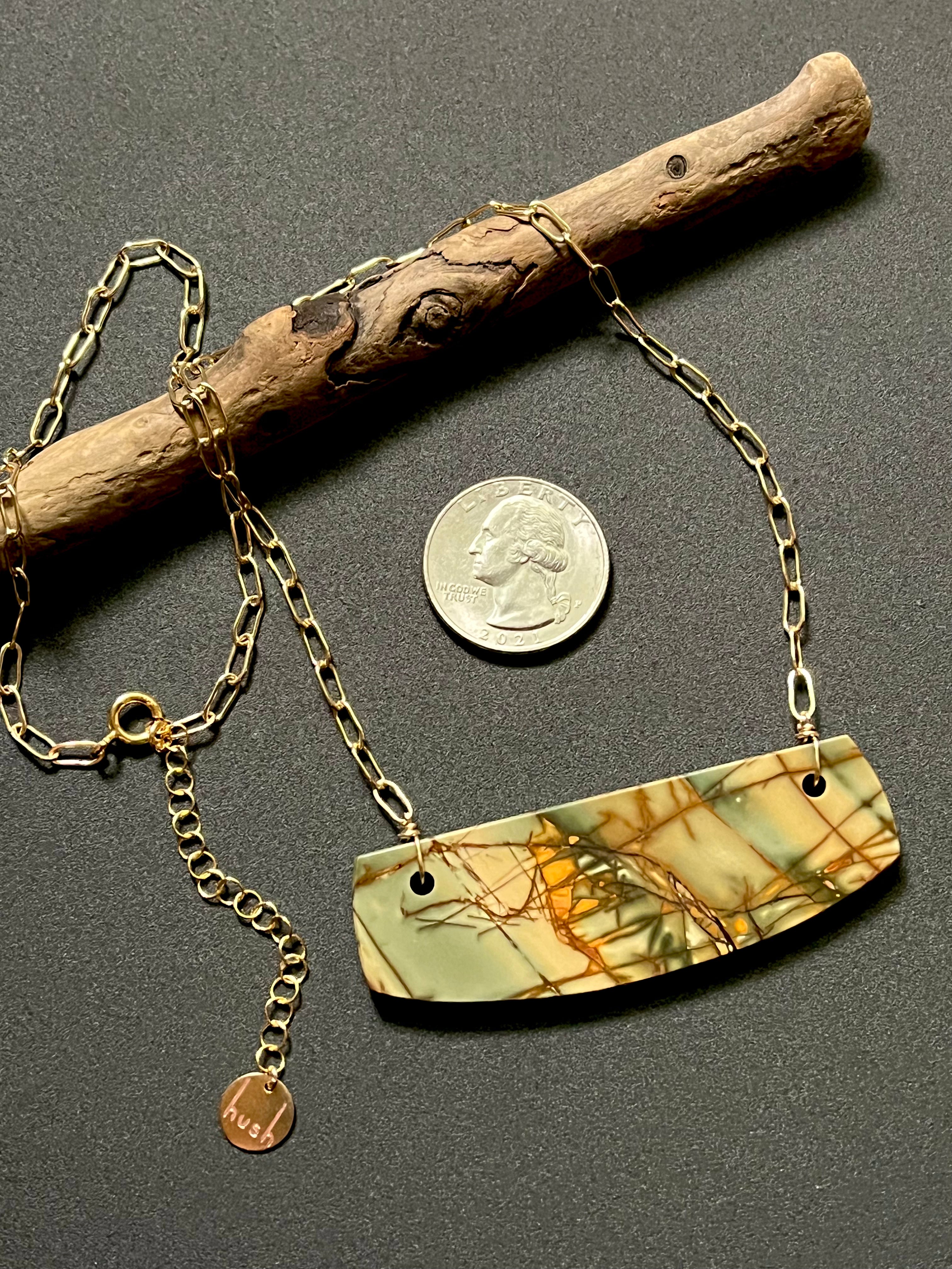 • OOAK - AEON • (#5) red creek jasper + gold necklace (18"-20")