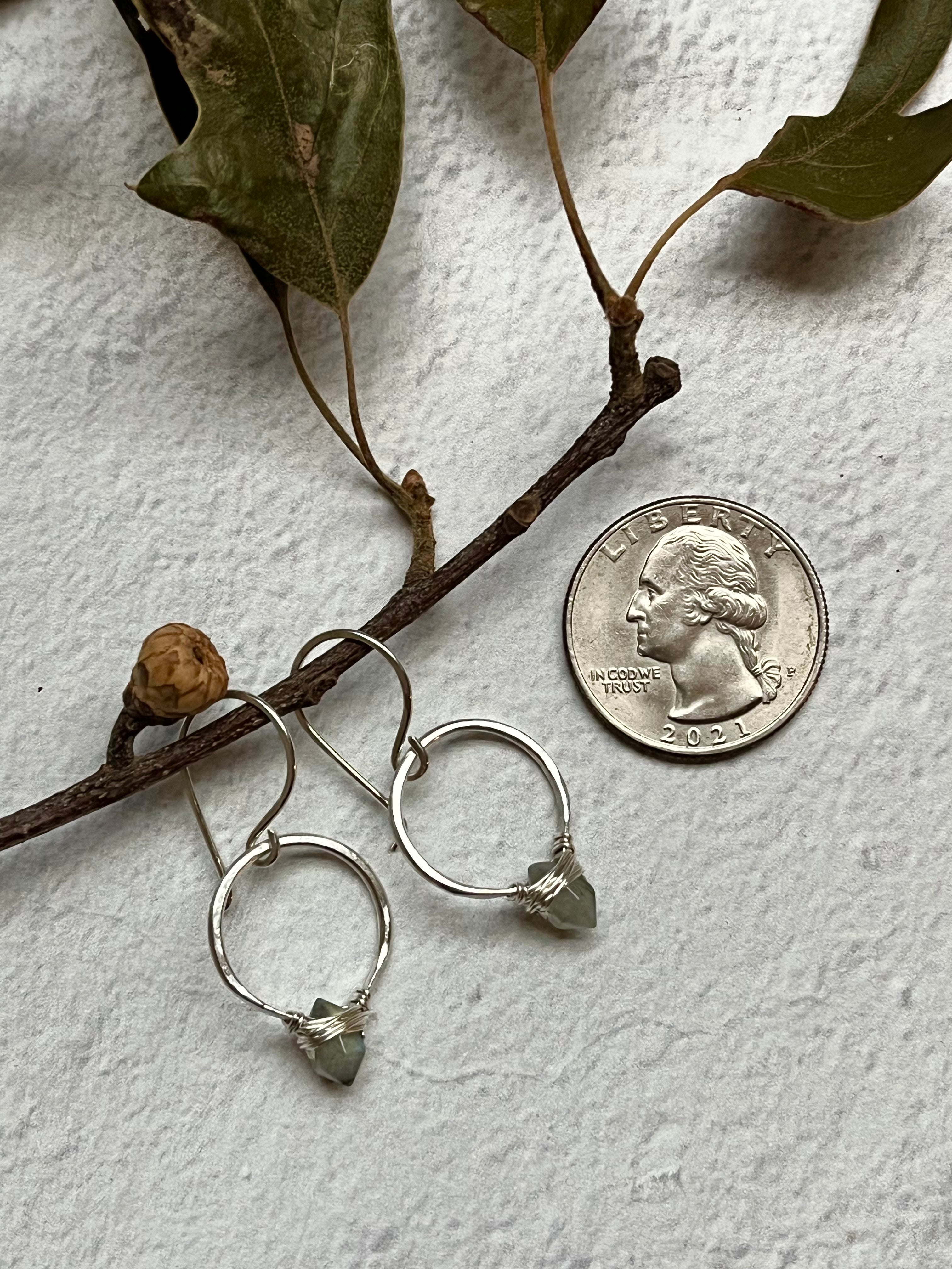 •PIKE HOOP•  labradorite + silver earrings