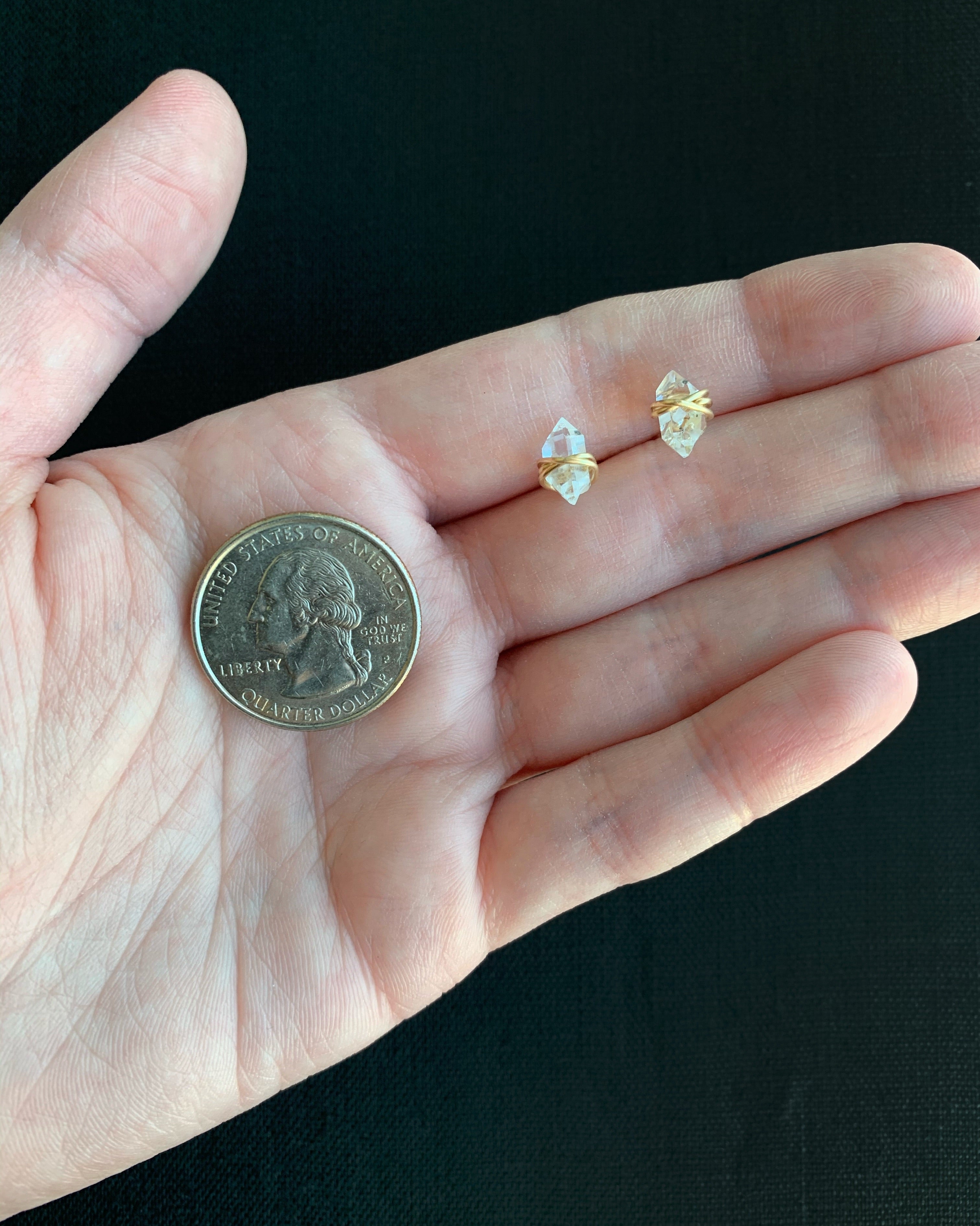 •PIKE• herkimer + gold stud earrings (2 sizes available)