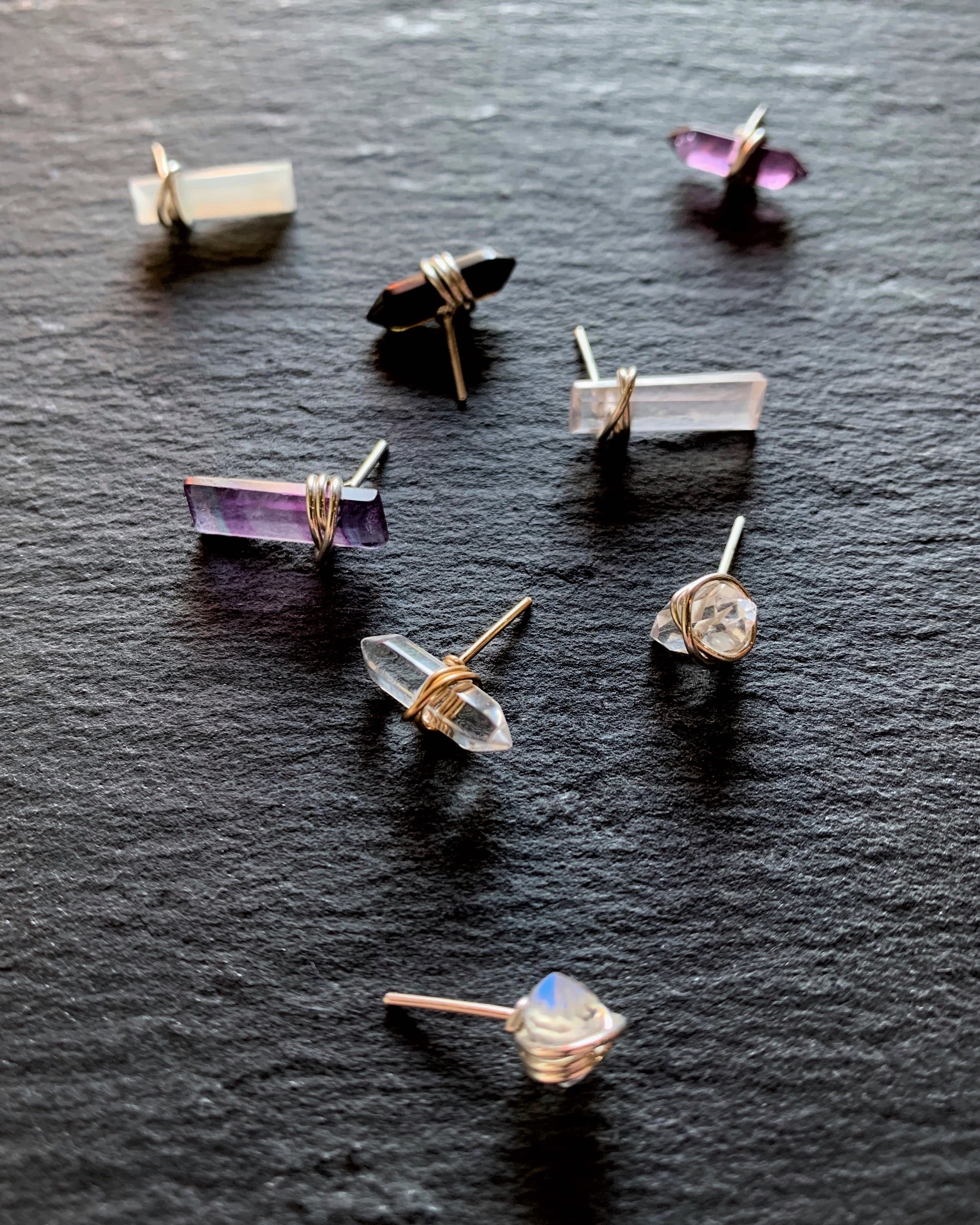 •CREST• aquamarine + silver stud earrings