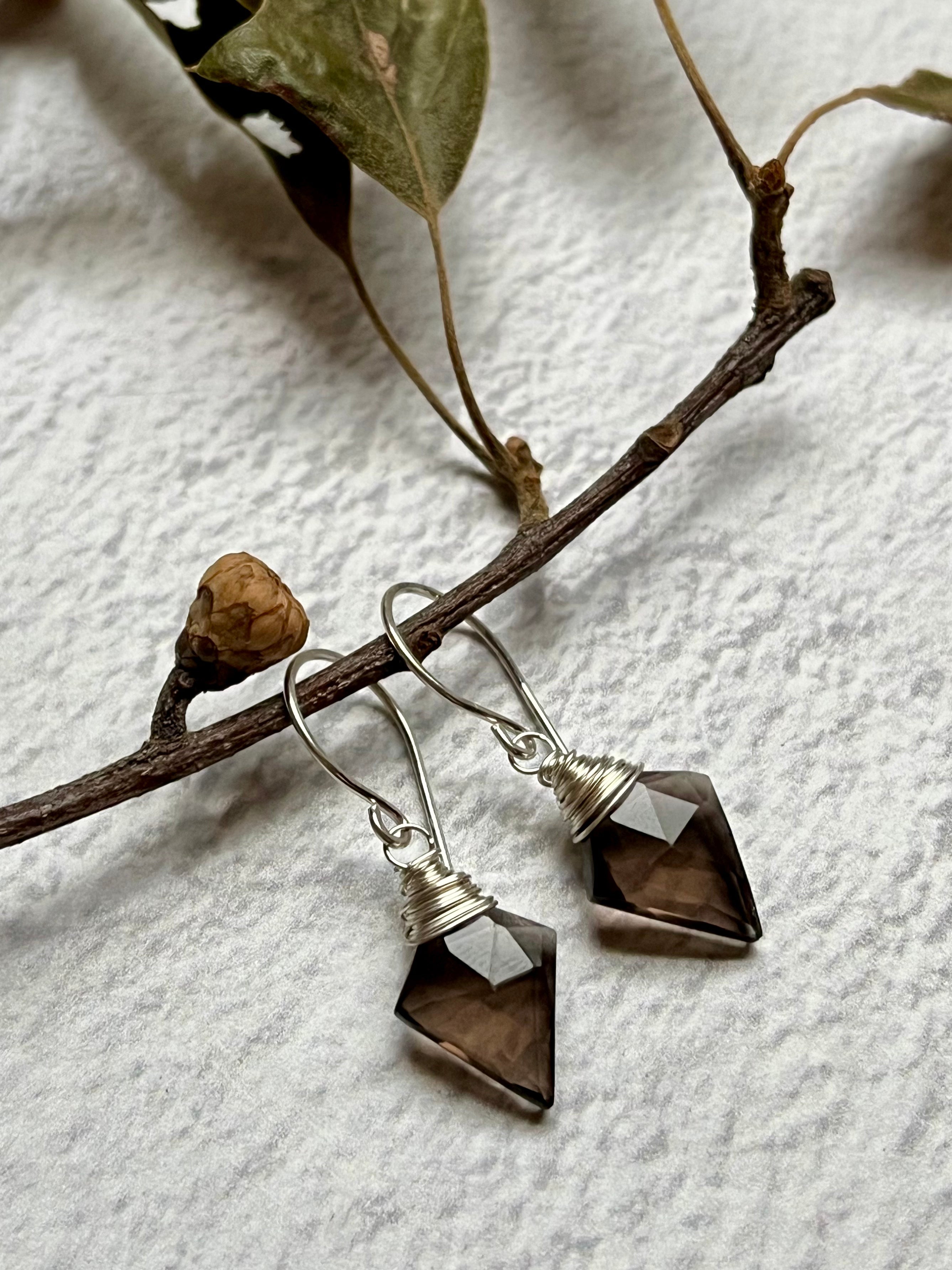 •ARROW• smoky quartz + silver earrings