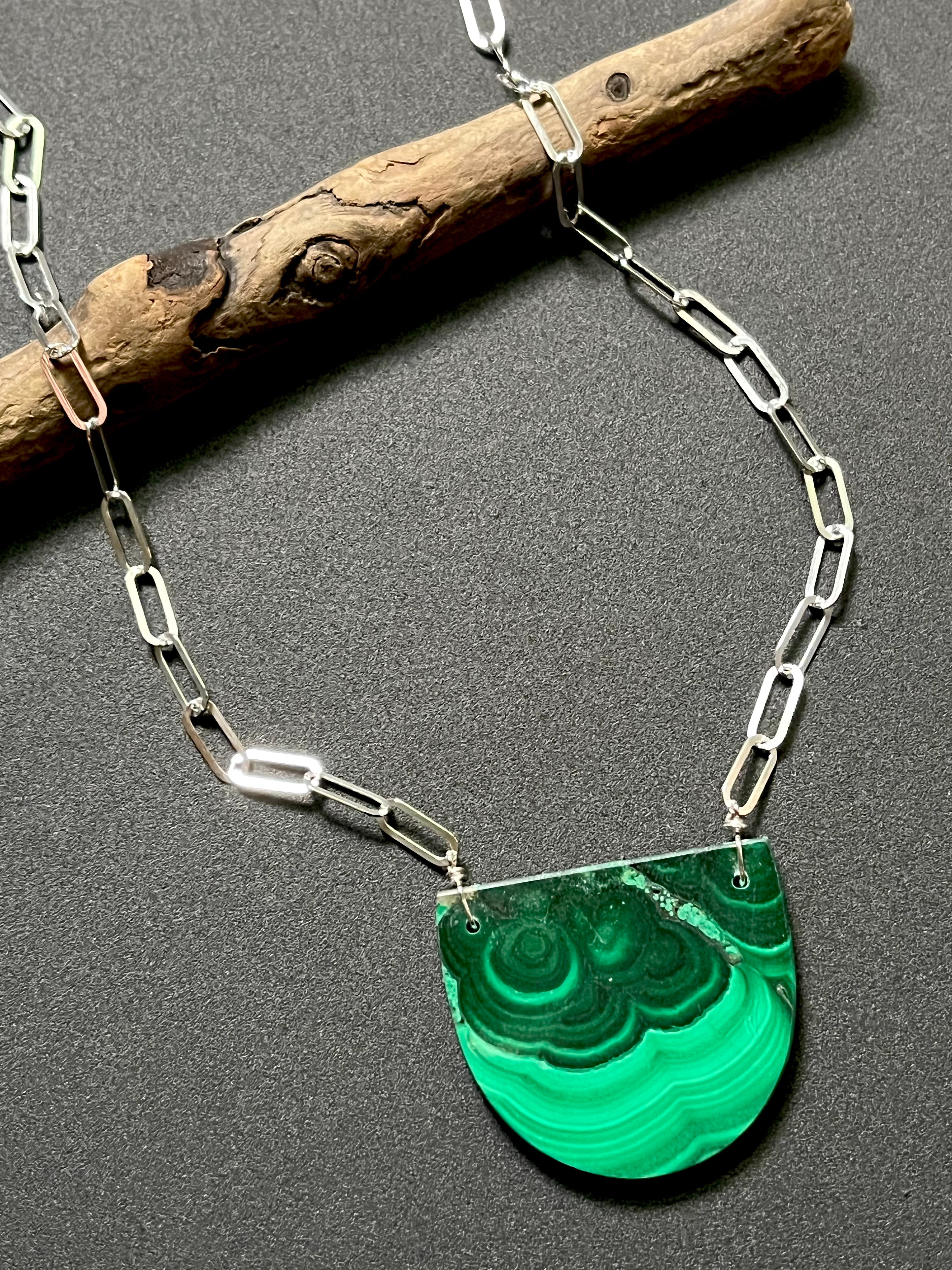 • OOAK - AEON • malachite + silver necklace (18"-20")