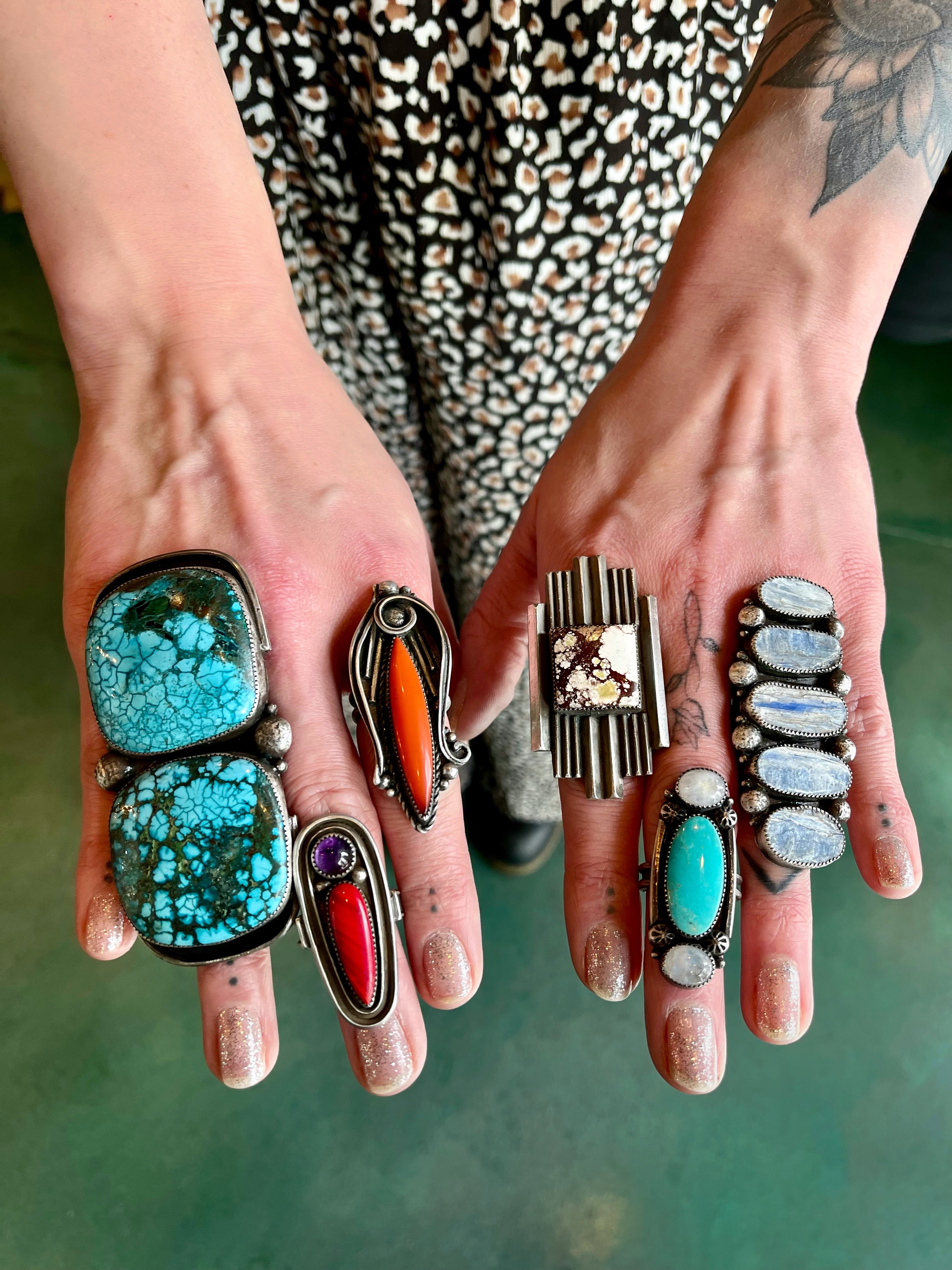 • EQUINOX • turquoise with chrysocolla + silver ring - SIZE 8