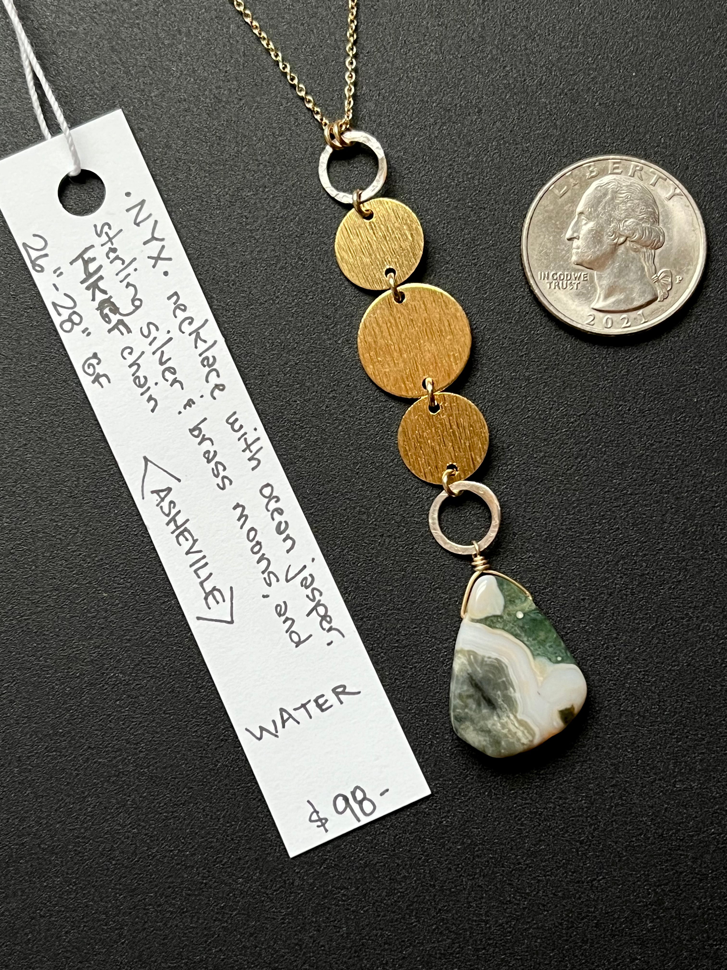 •OOAK - NYX• ocean jasper + mixed metal necklace (26"-28")