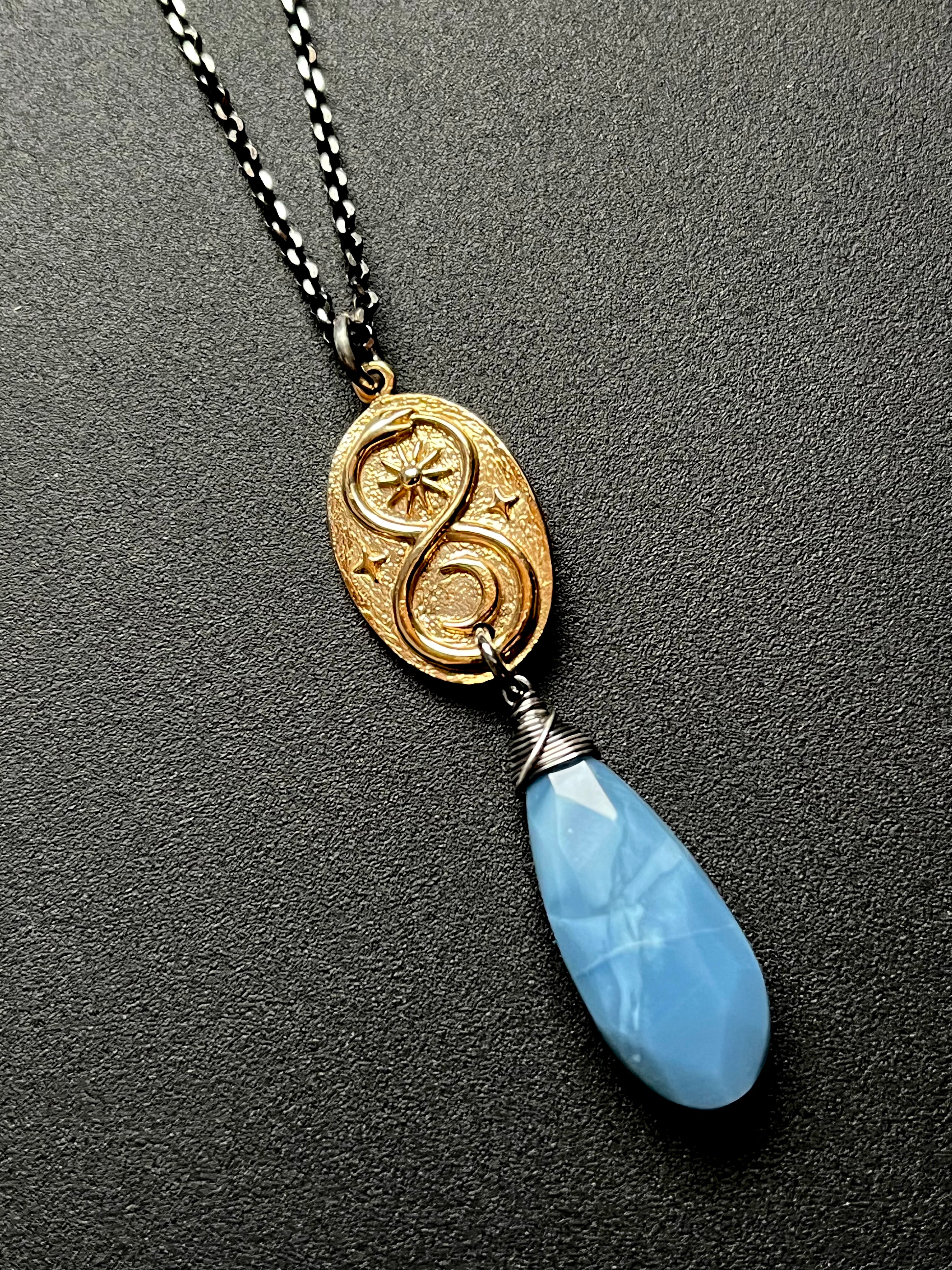 •OOAK - SUENO• peruvian opal + mixed metal necklace (16"-18")