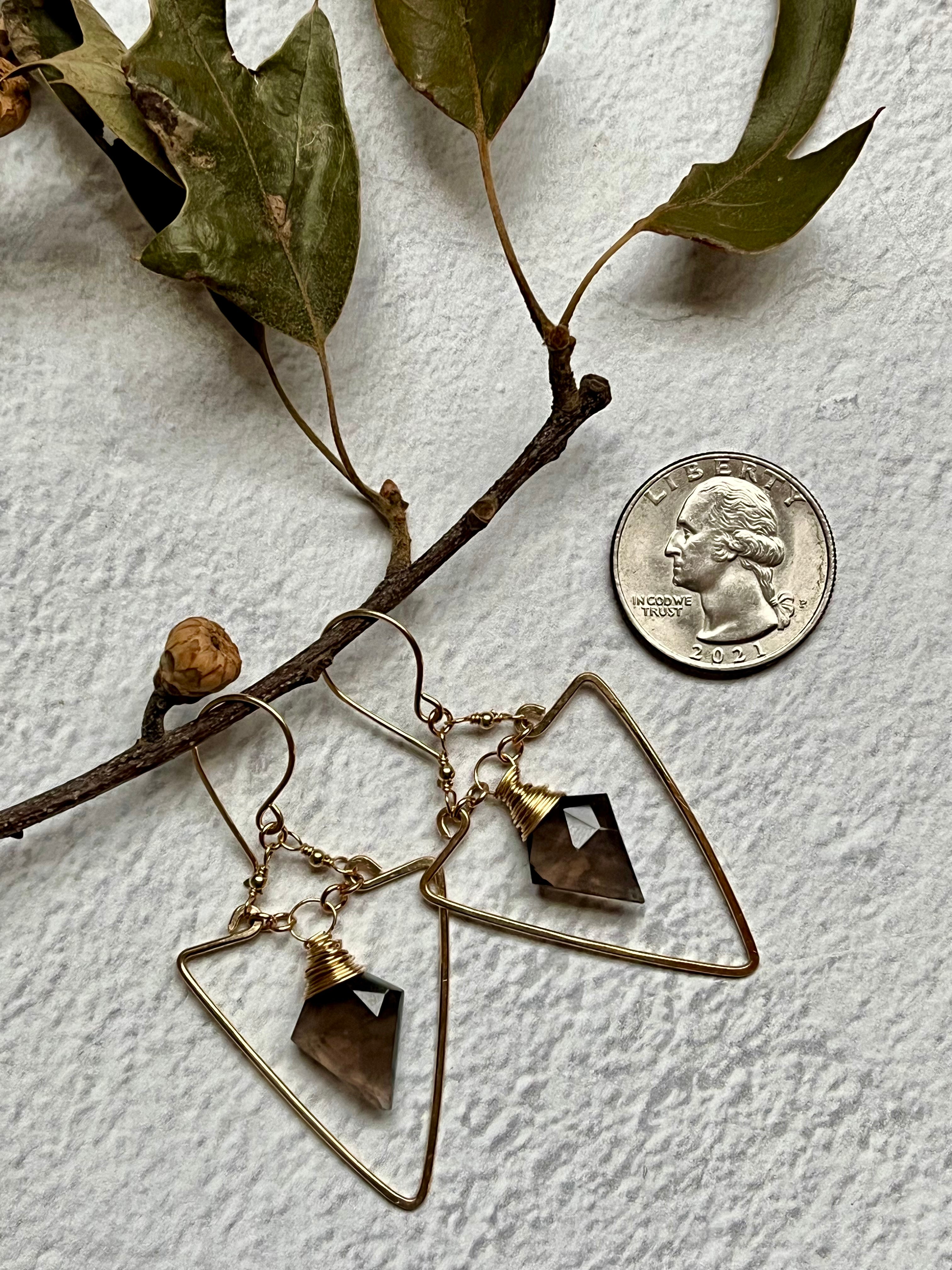 •SPEARHEAD• smoky quartz + gold earrings