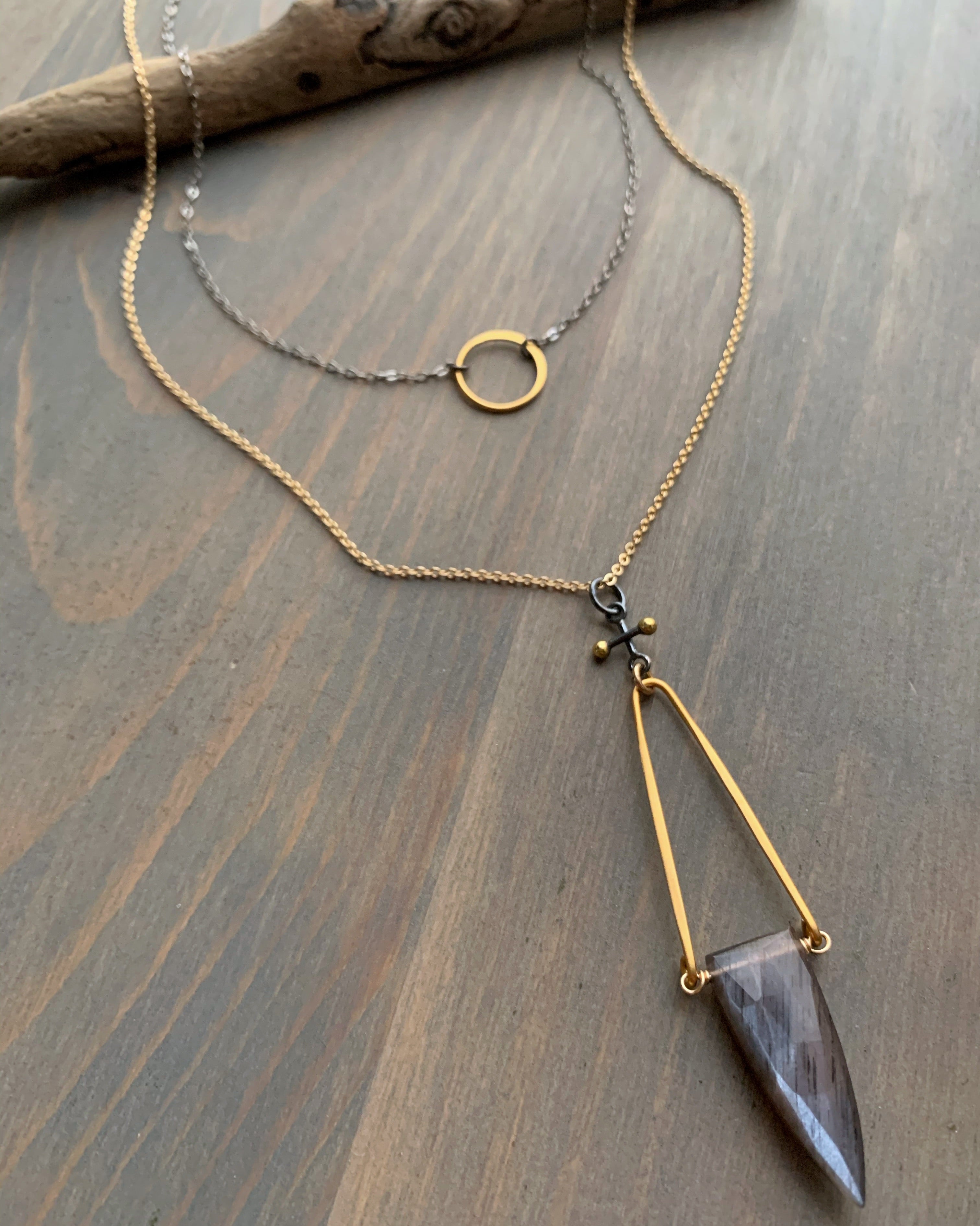 •LITTLE ECLIPSE• mixed metal necklace