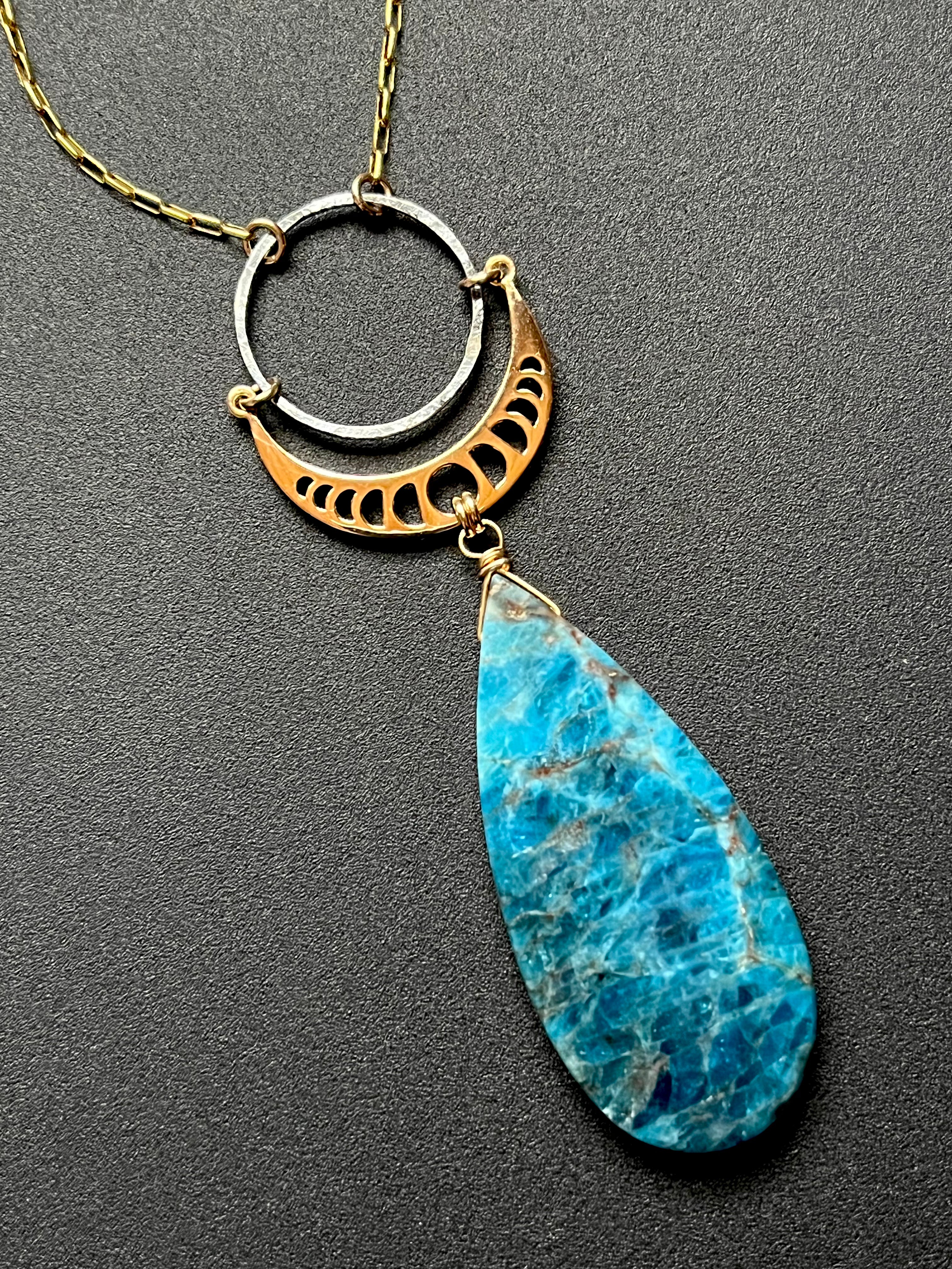 •OOAK - NYX• apatite + mixed metal necklace (18"-20")