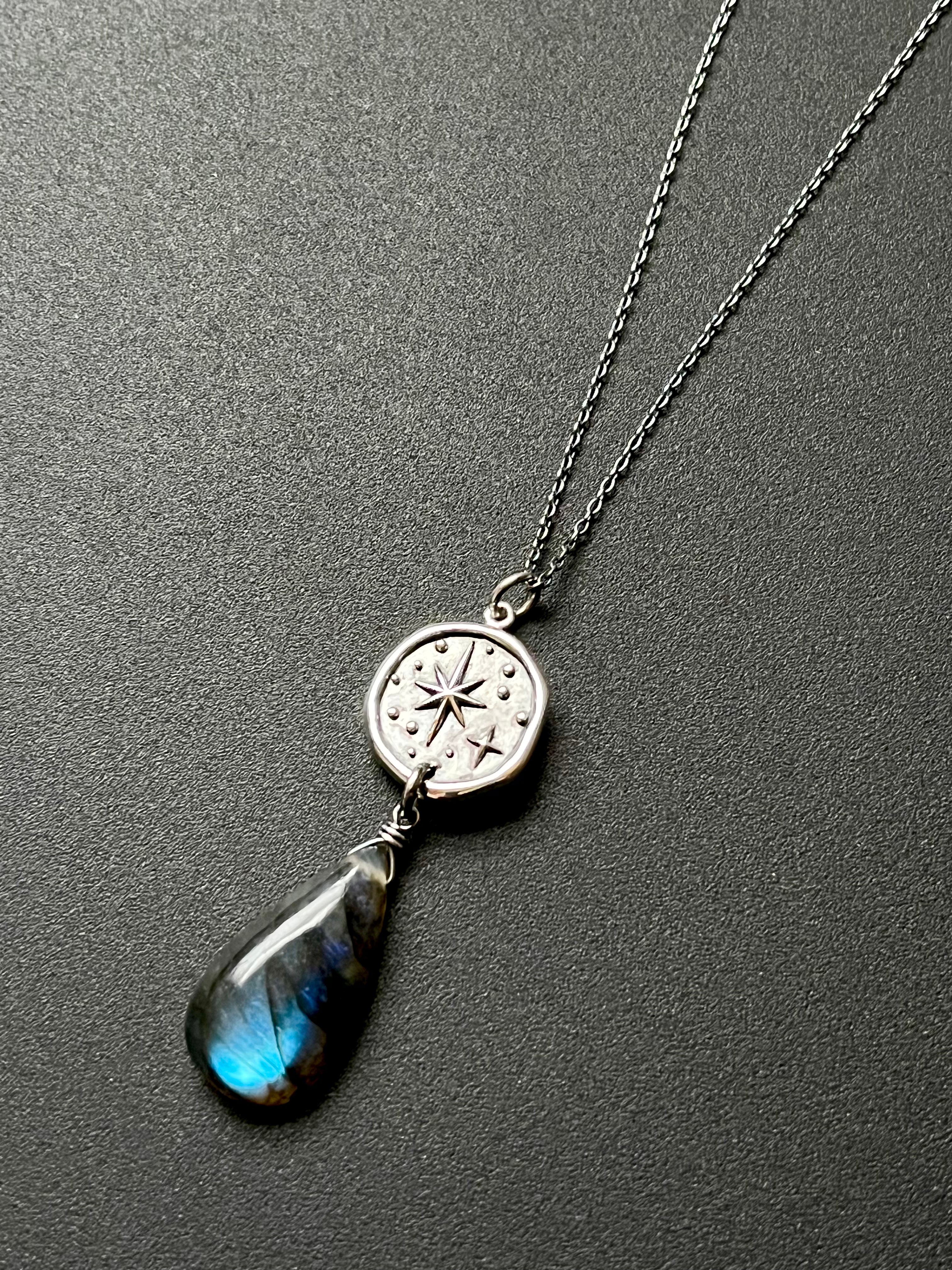 •OOAK - NYX• labradorite + sterling silver necklace (16"-18")