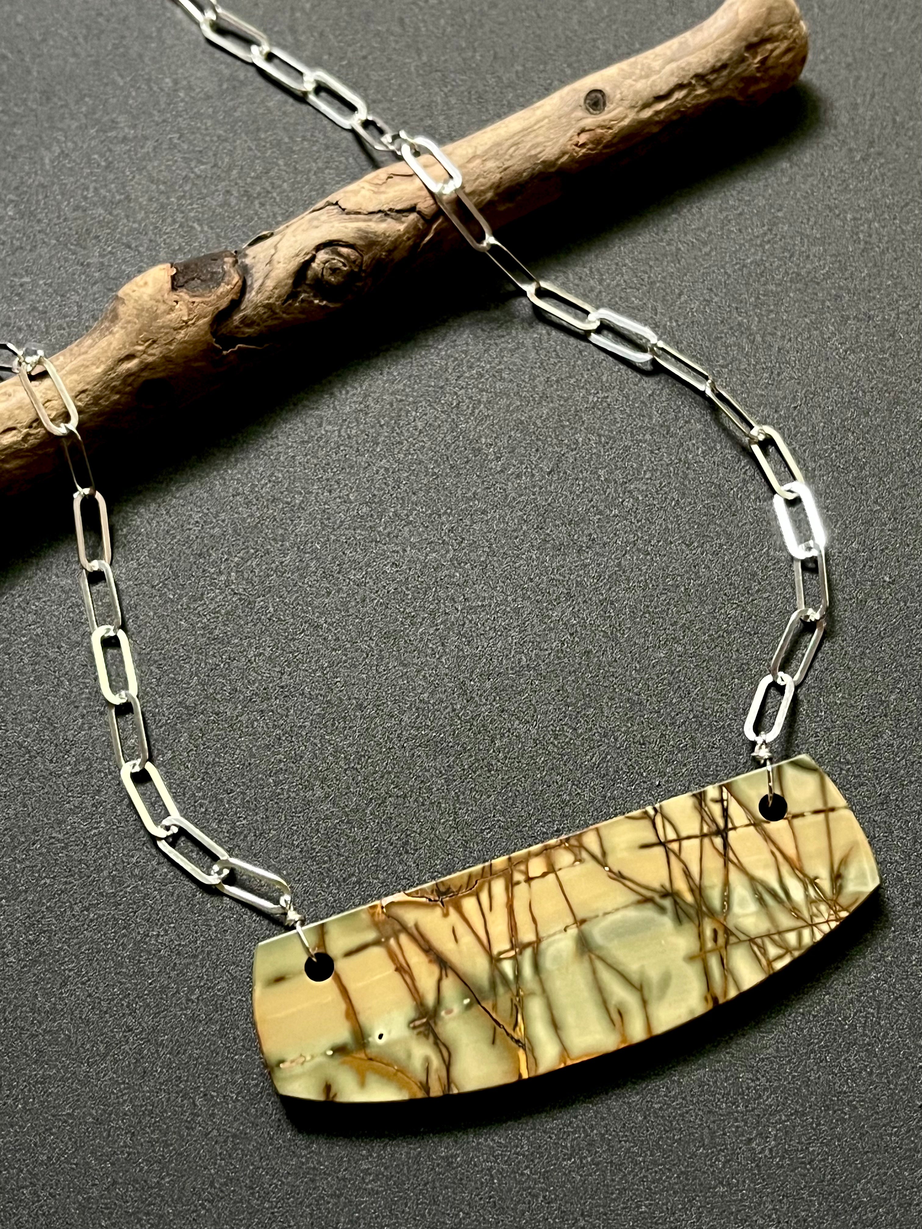 • OOAK - AEON • (#4) red creek jasper + silver necklace (18"-20")