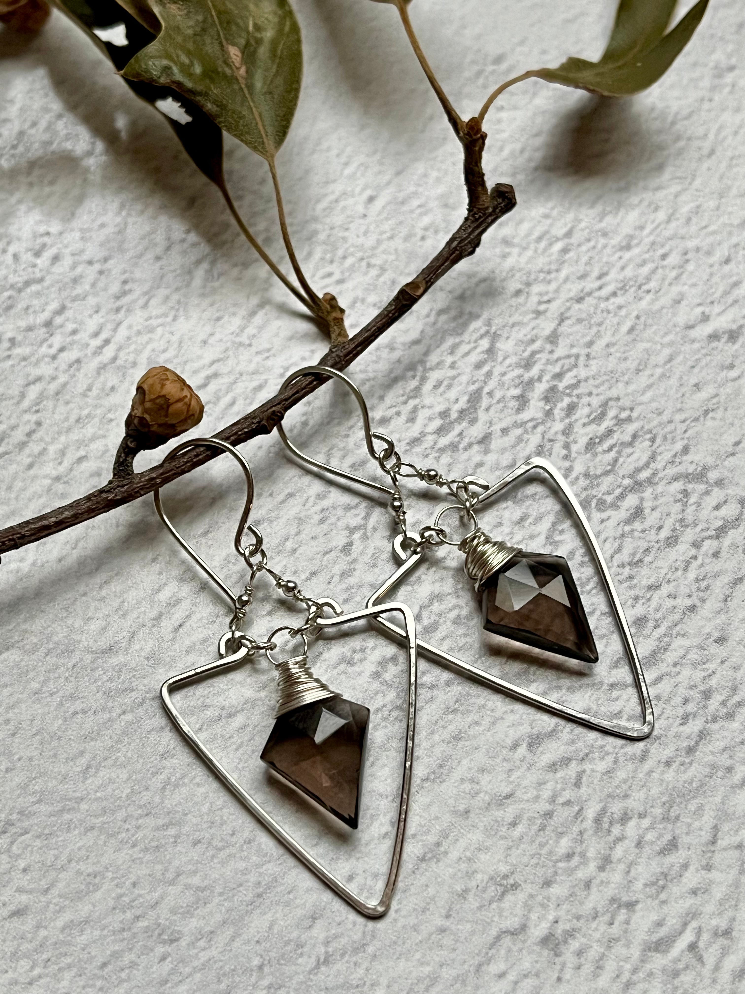 •SPEARHEAD• smoky quartz + silver earrings