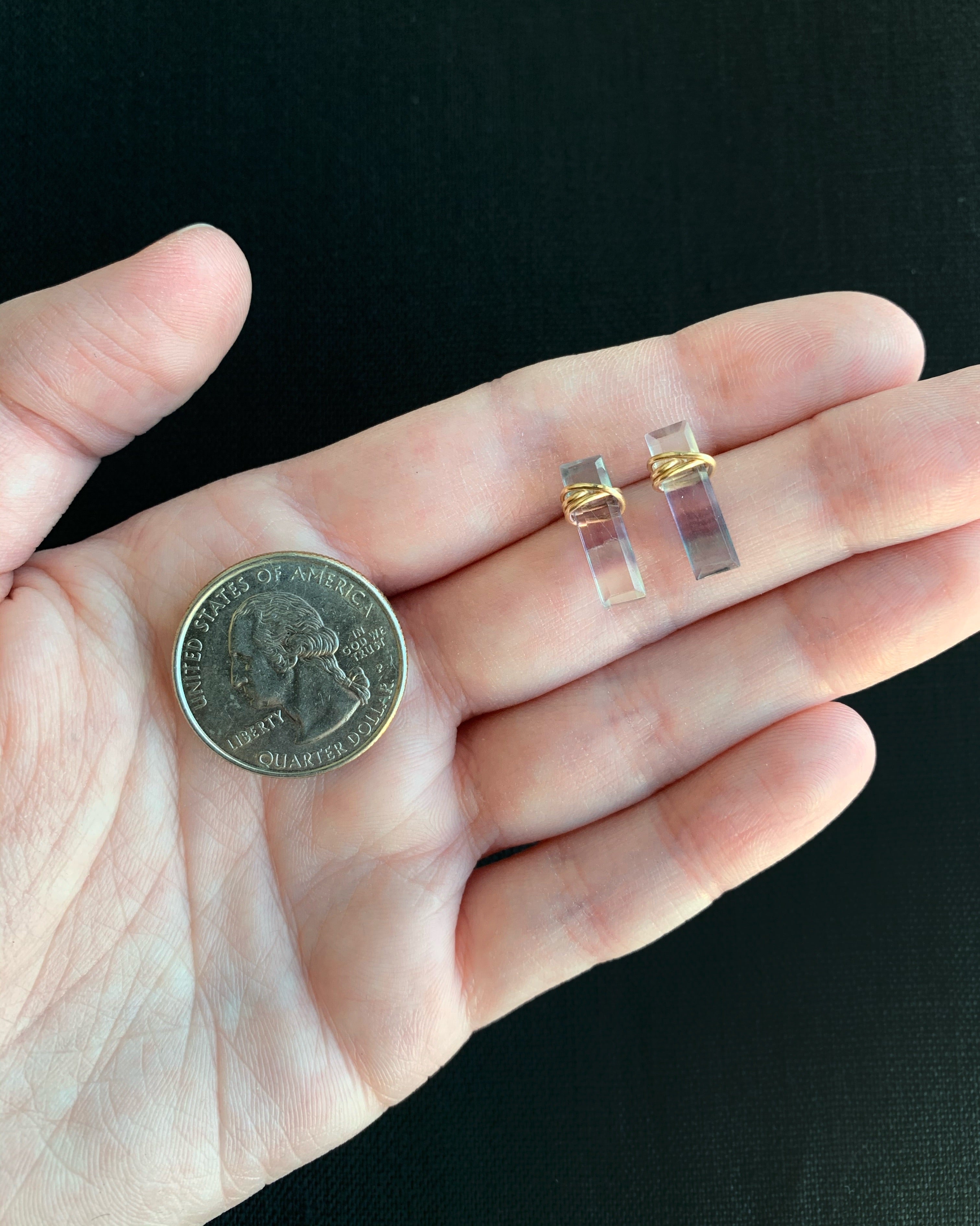 •BAR• fluorite + gold stud earrings