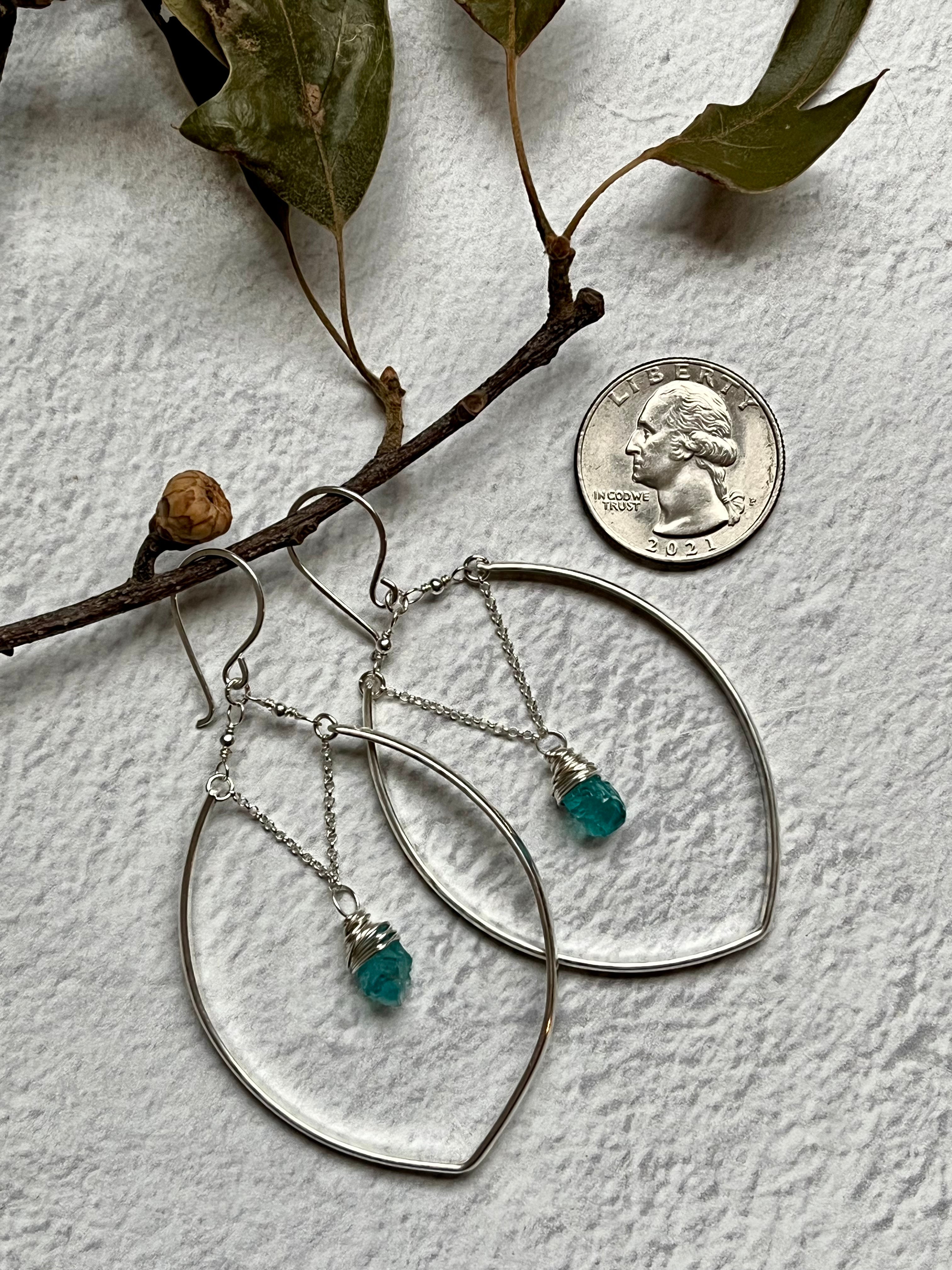 •IRIS HOOP• apatite + silver earrings