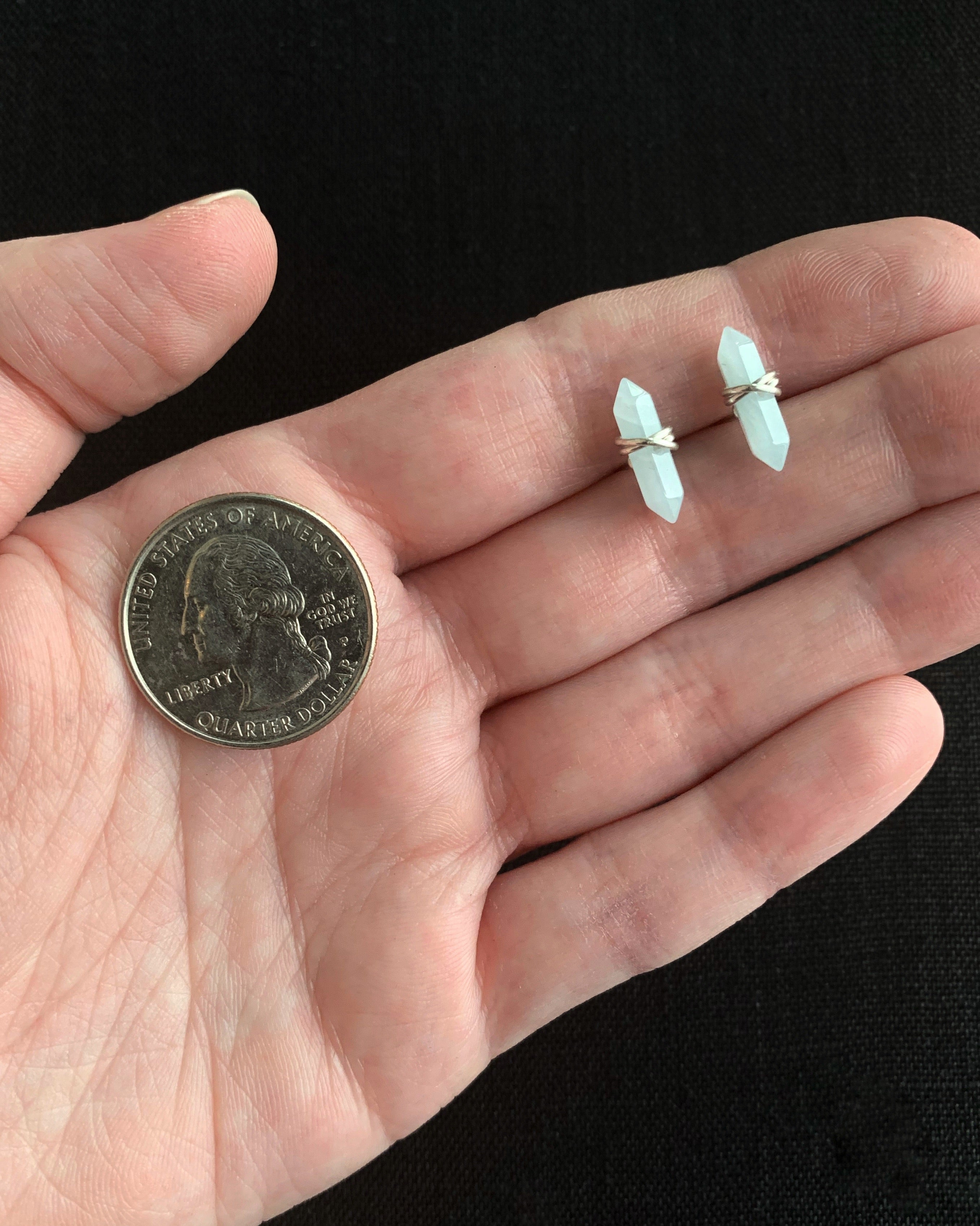 •CREST• aquamarine + silver stud earrings