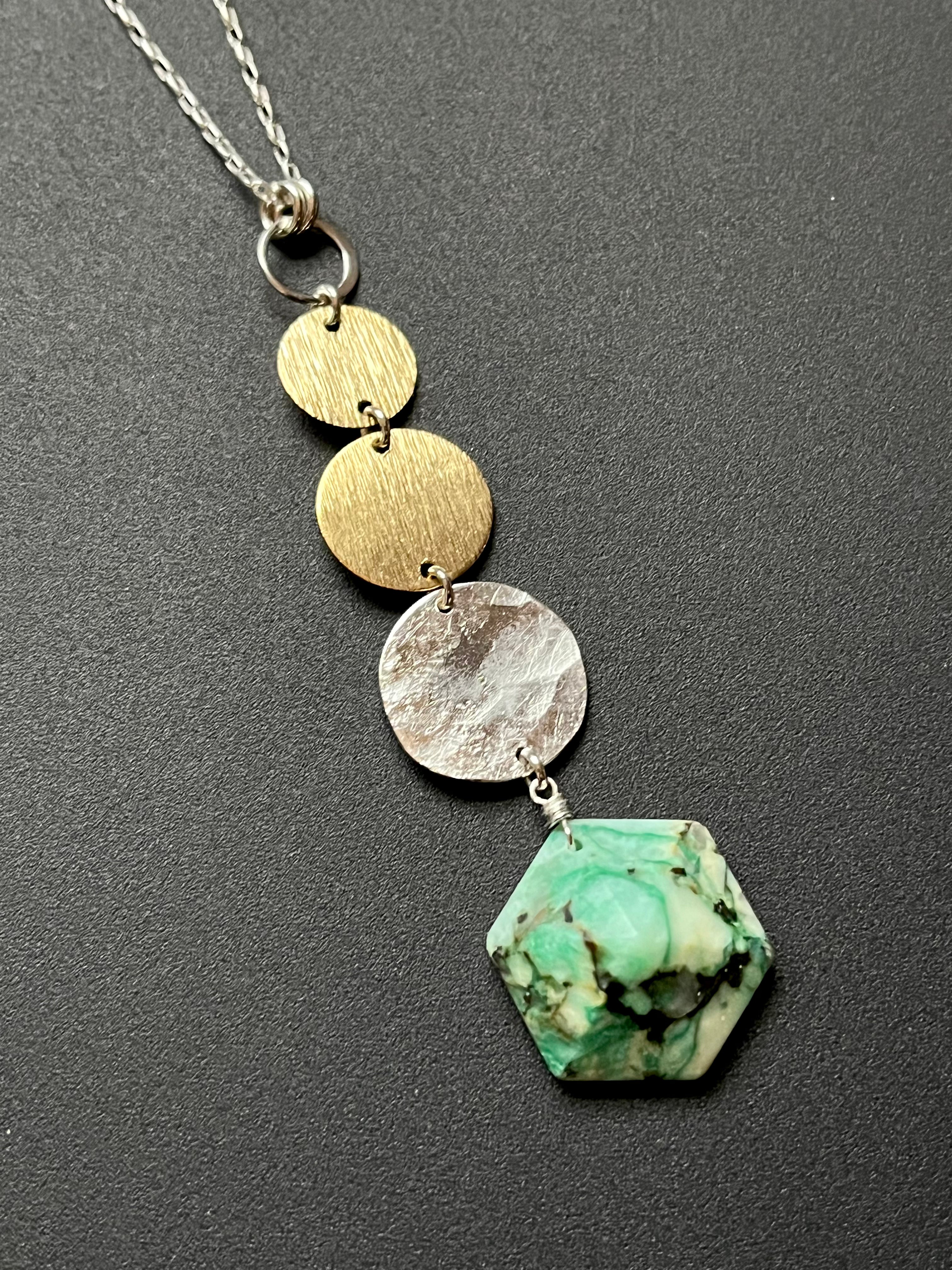 •OOAK - NYX• chrysocolla + mixed metal necklace (26"-28")