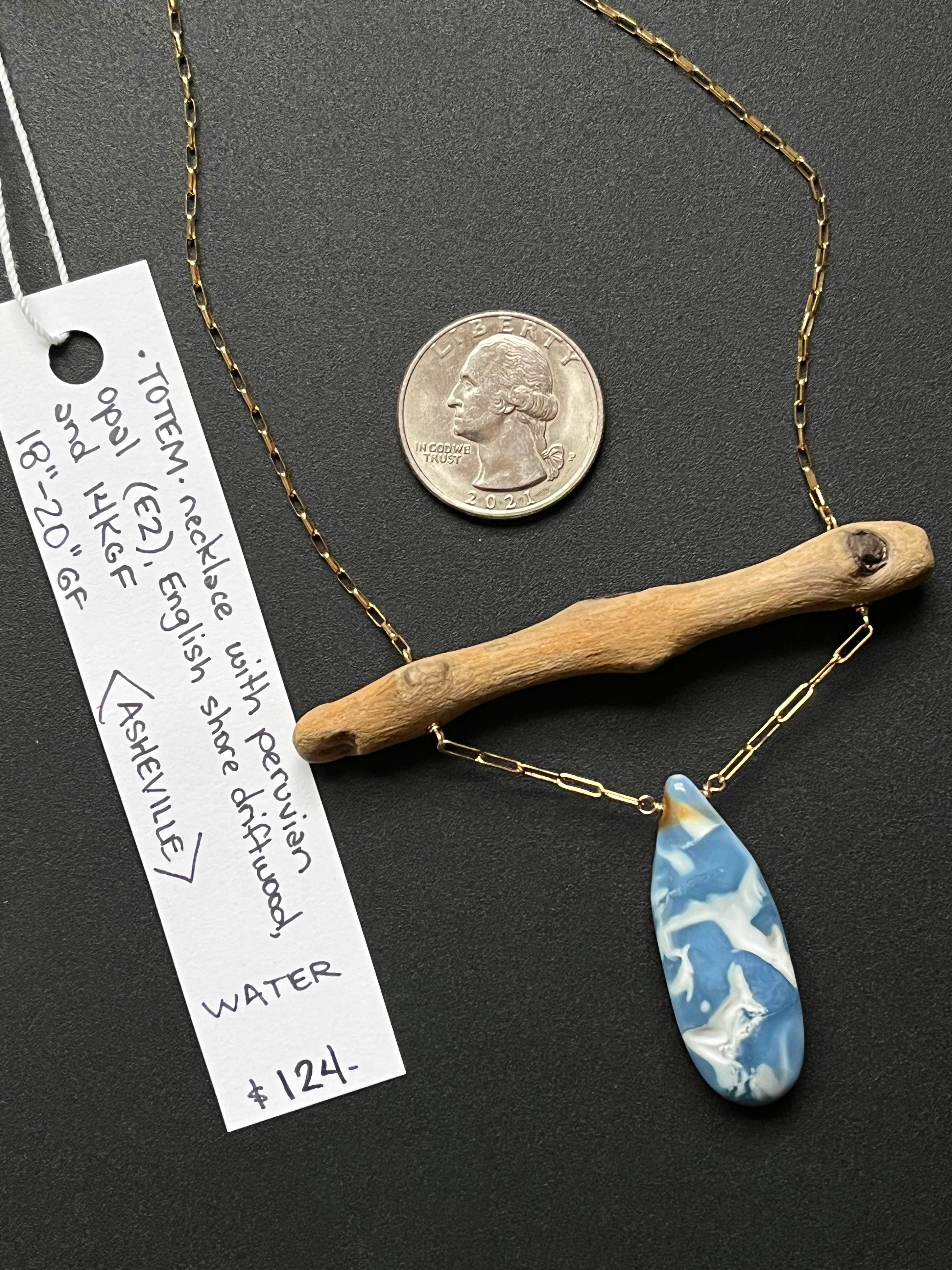 •OOAK - TOTEM• peruvian opal, driftwood + gold necklace (18"-20")