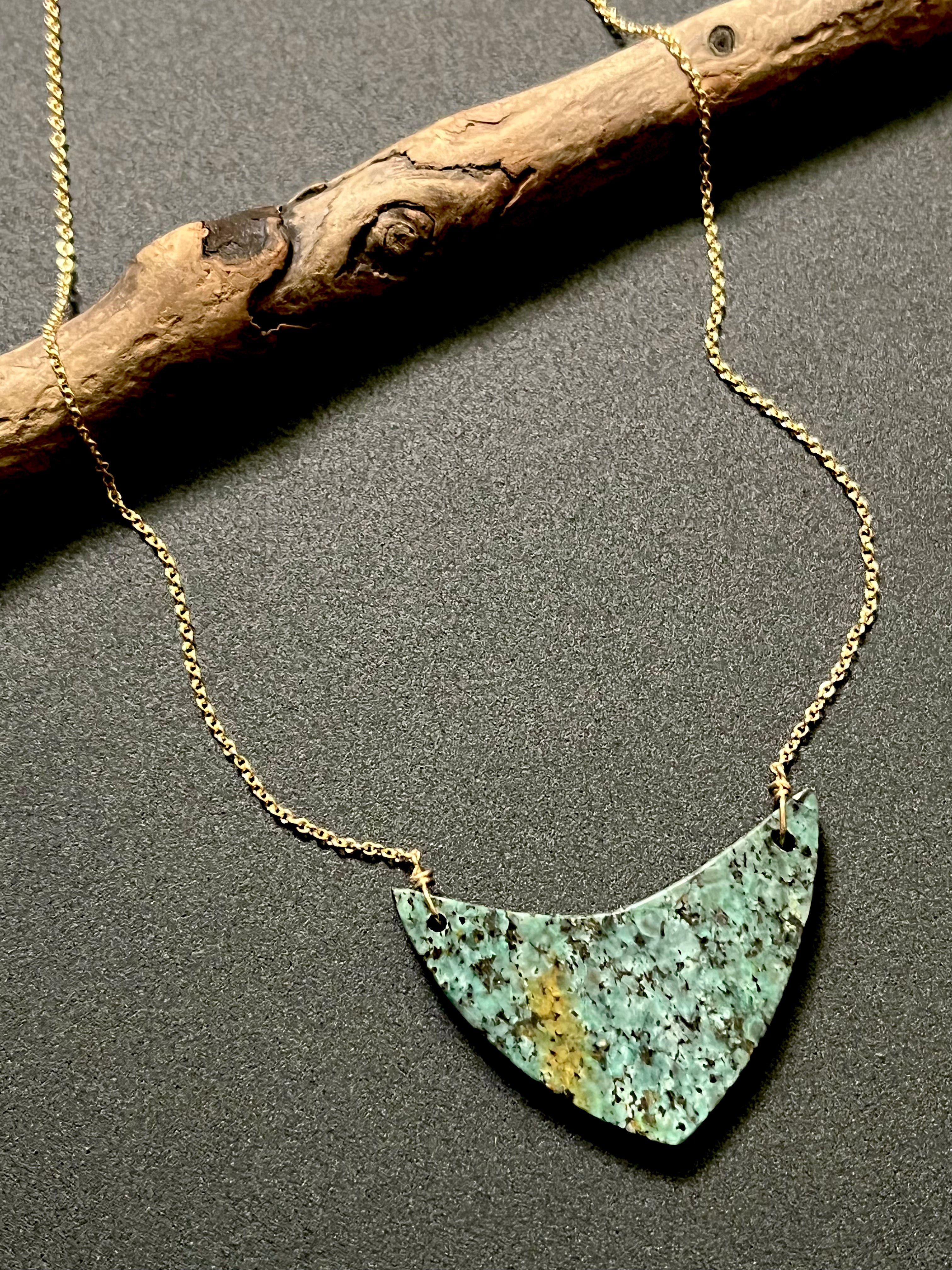 • OOAK - AEON • turquoise + gold necklace (16"-18")