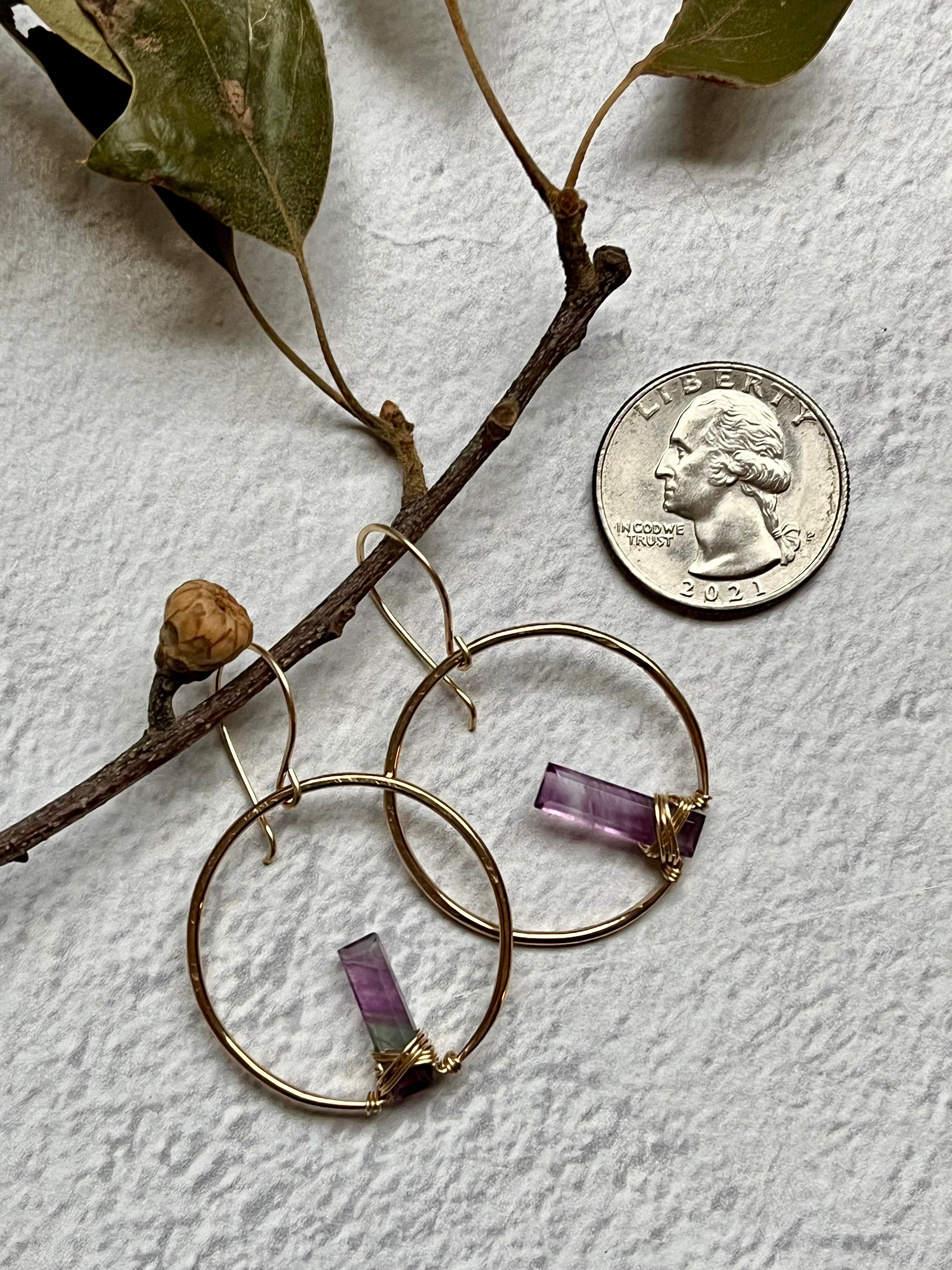 •SUNRISE HOOP• fluorite + gold earrings