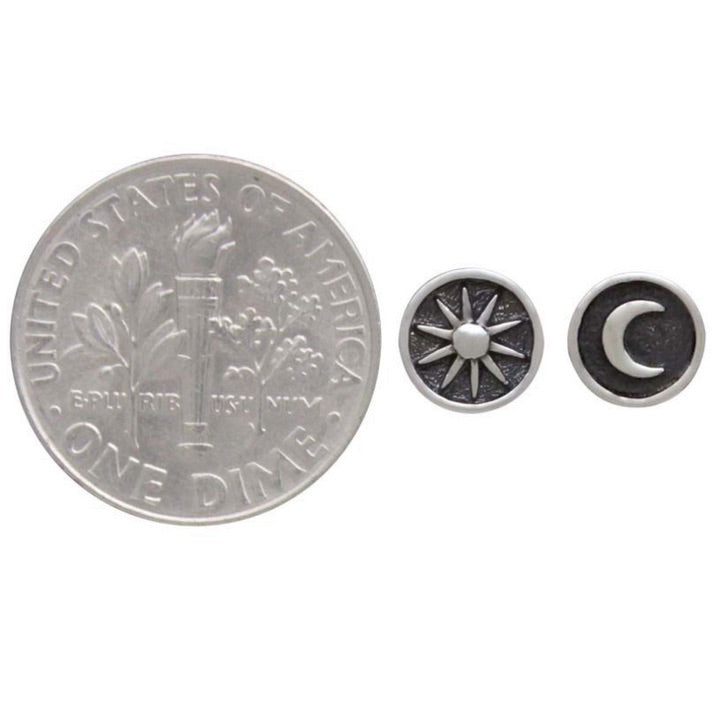 •SUN & MOON COIN• silver stud earrings