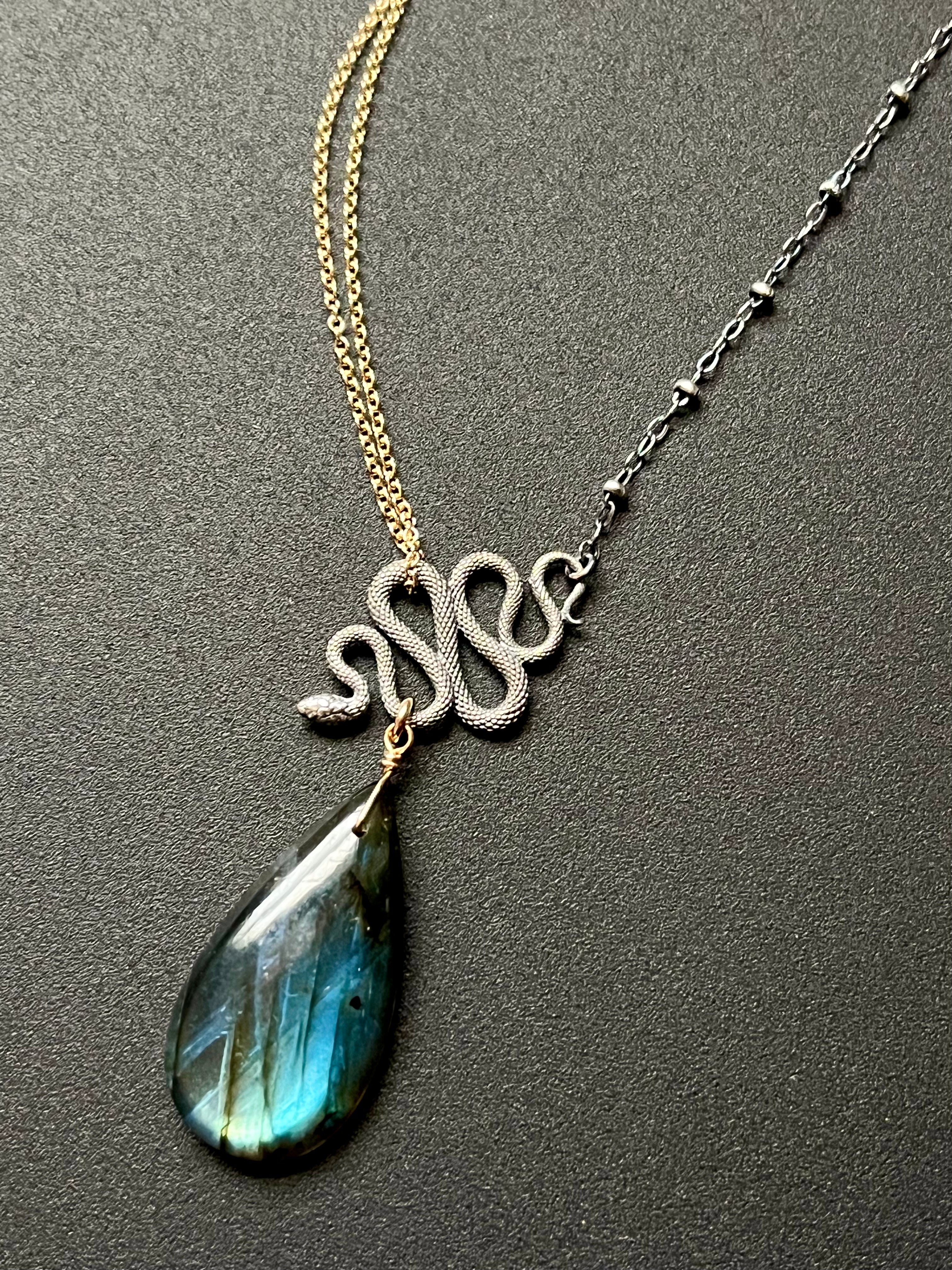 •OOAK - SUENO• labradorite + mixed metal necklace (18"-20")