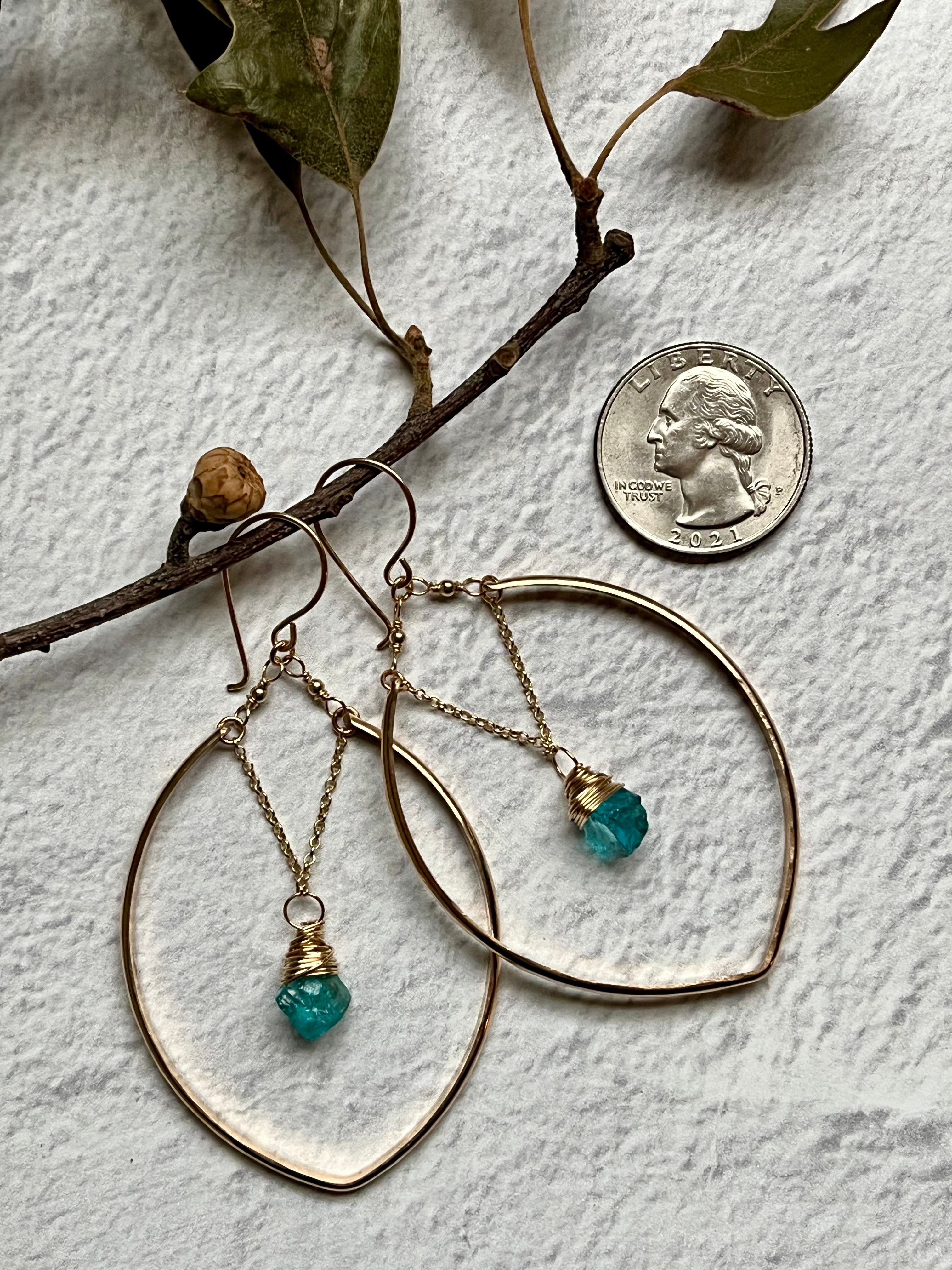 •IRIS HOOP• apatite + gold earrings