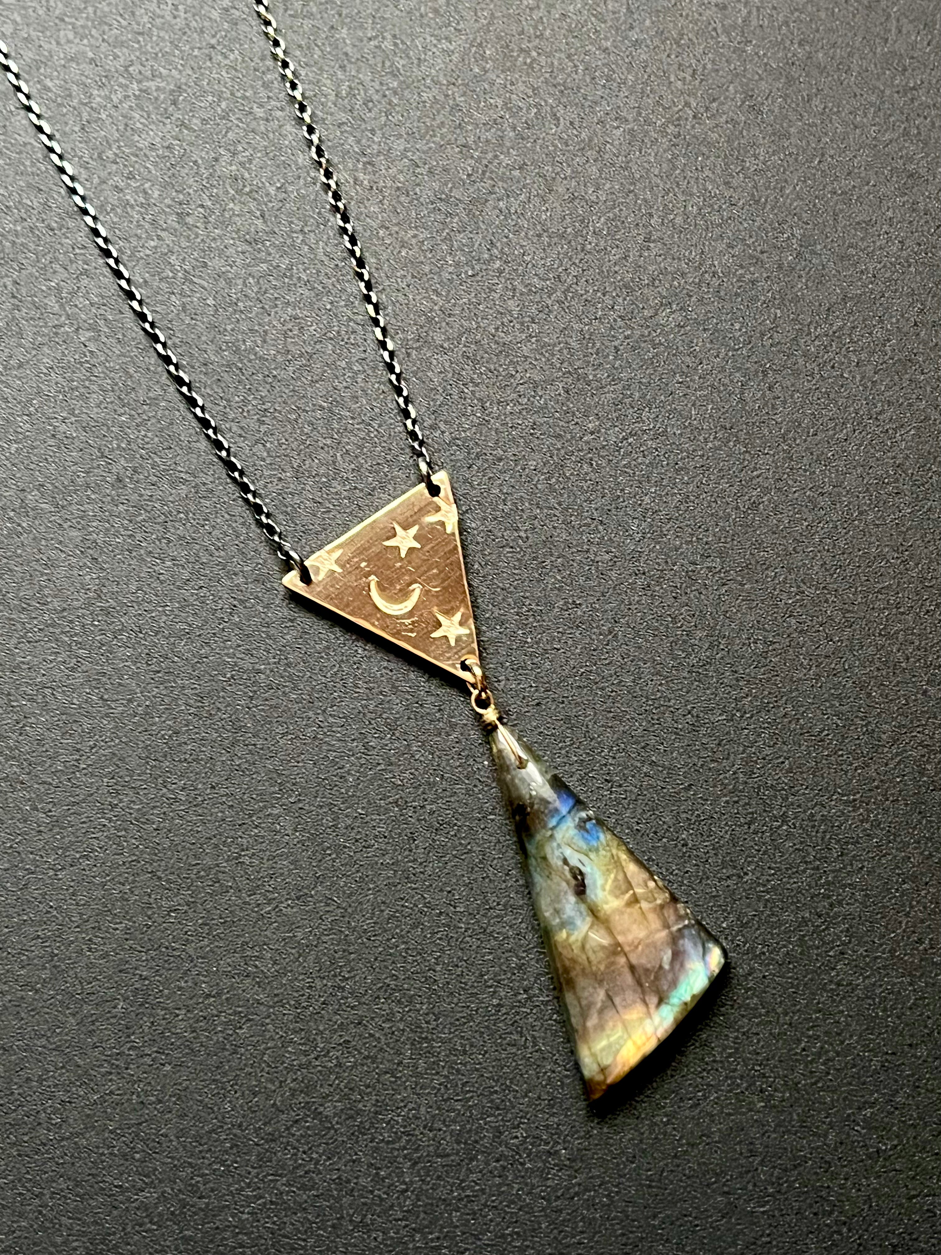 •OOAK - NYX• labradorite + mixed metal necklace (18"-20")