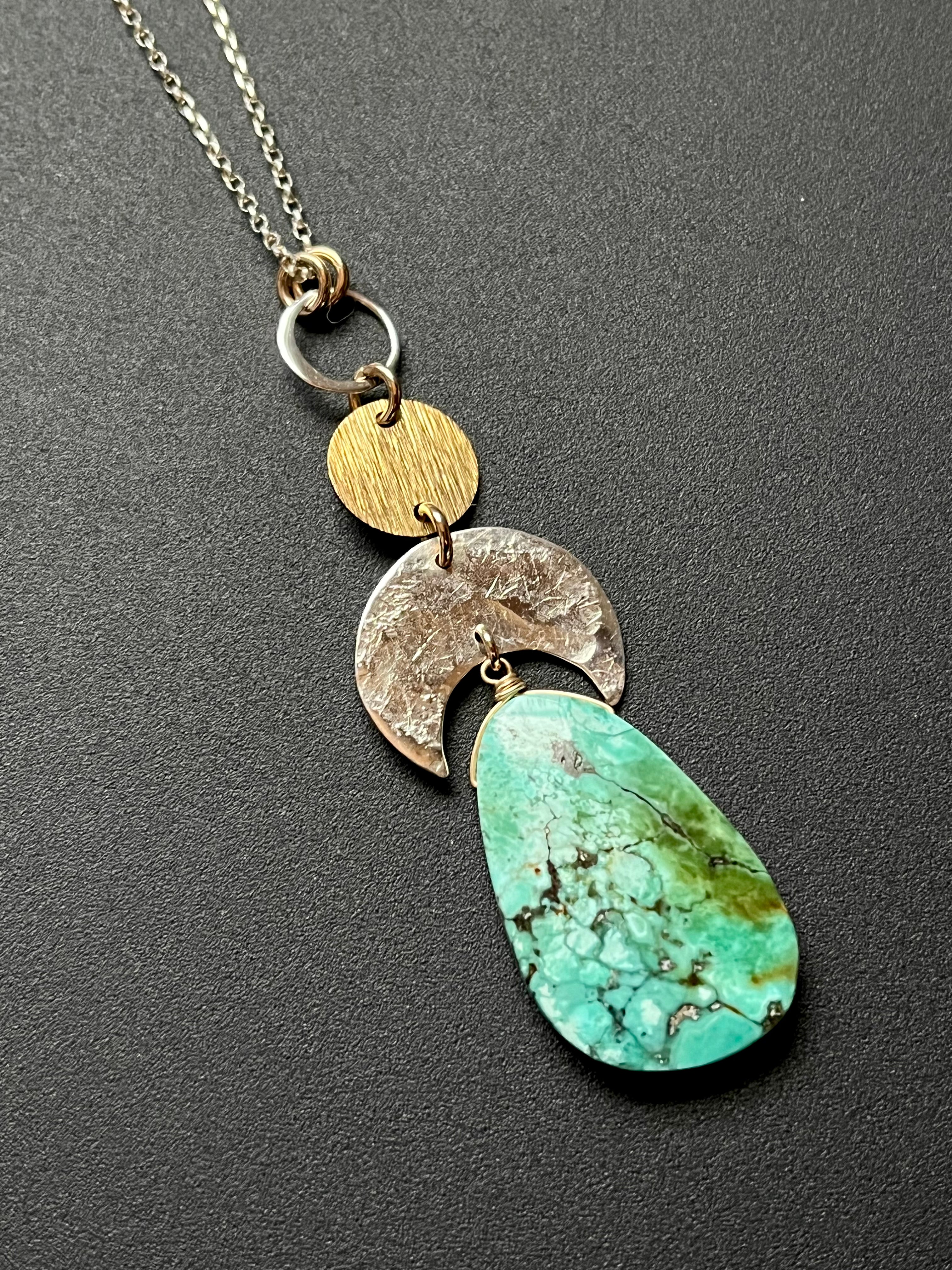 •OOAK - NYX• turquoise + mixed metal necklace (26"-28")