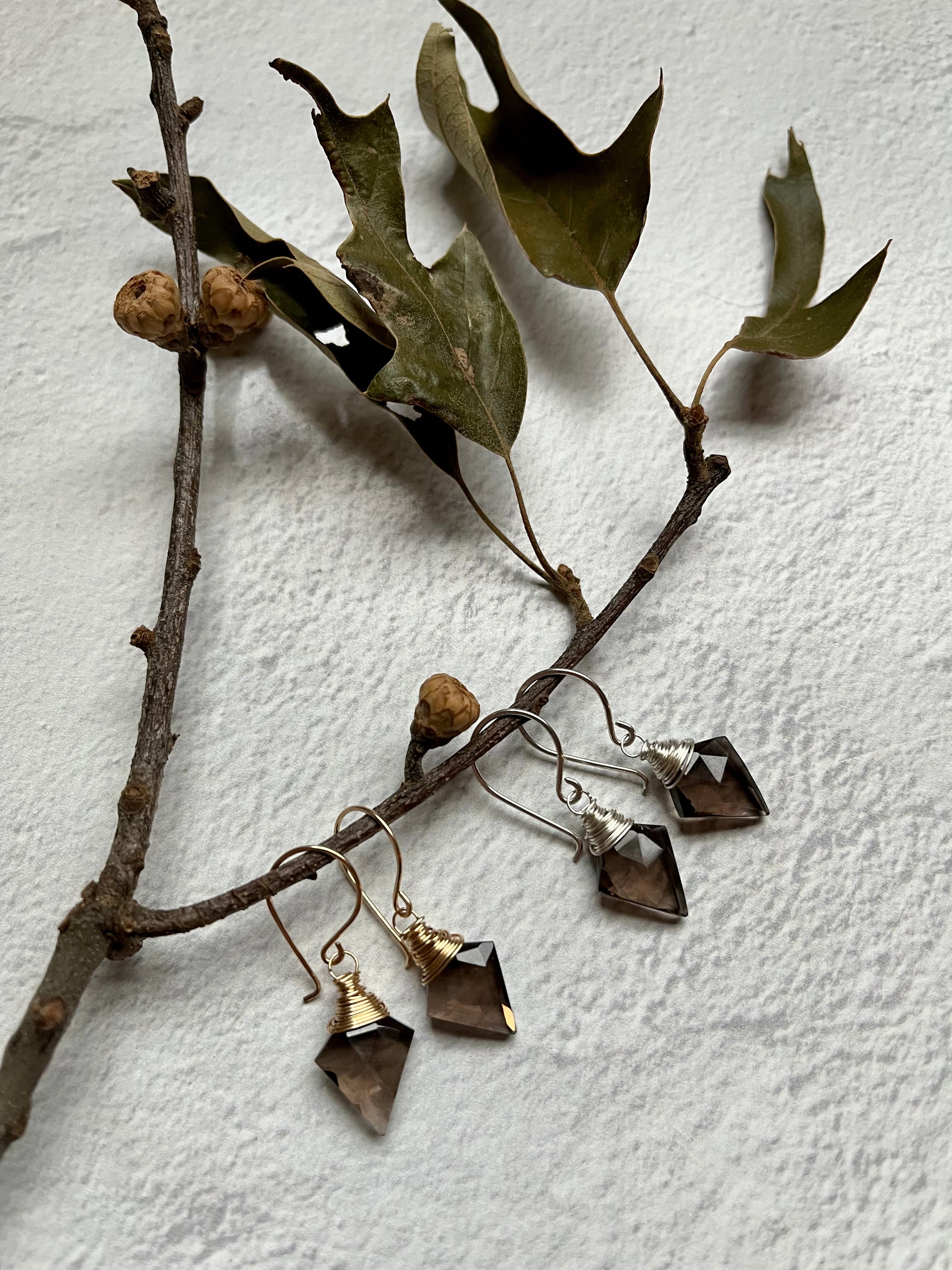 •ARROW• smoky quartz + silver earrings