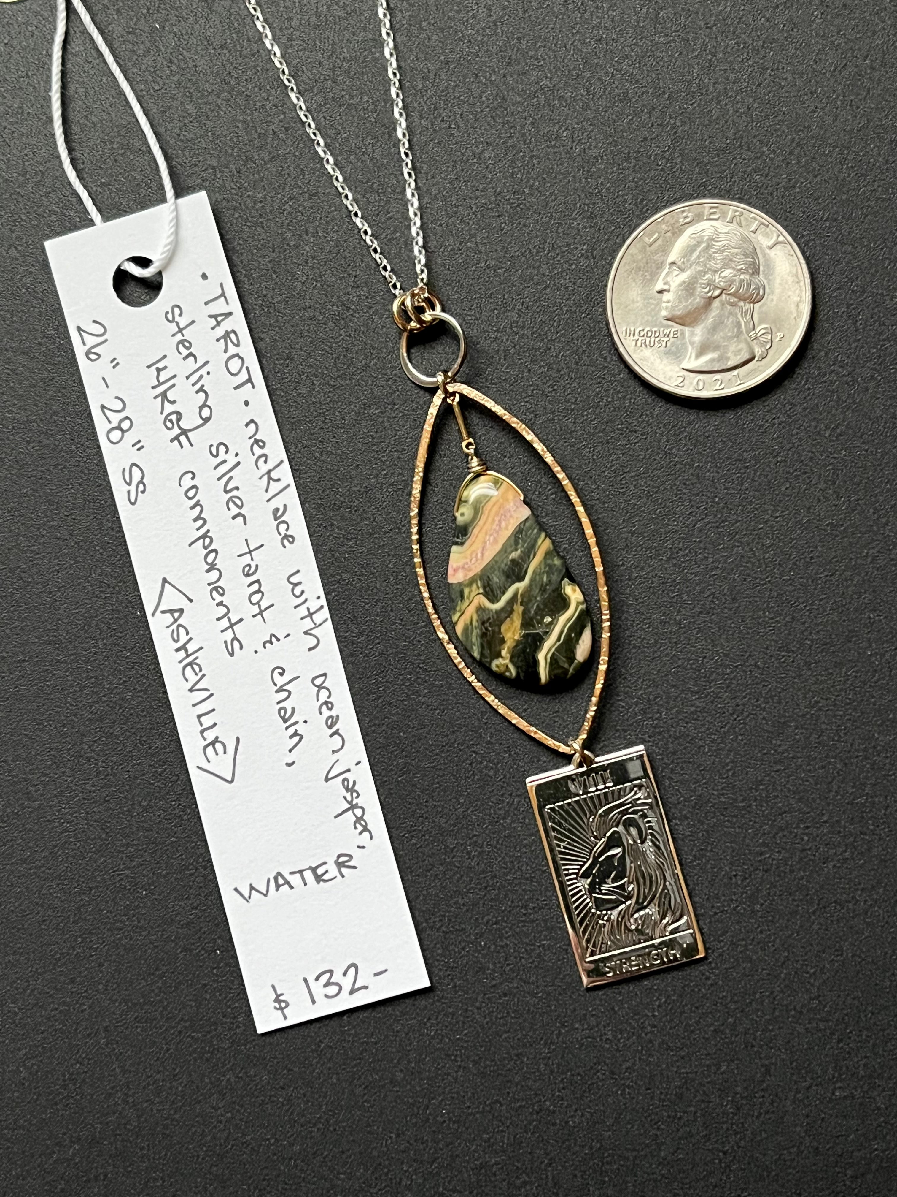 •OOAK - TAROT• ocean jasper + mixed metal necklace (26"-28")