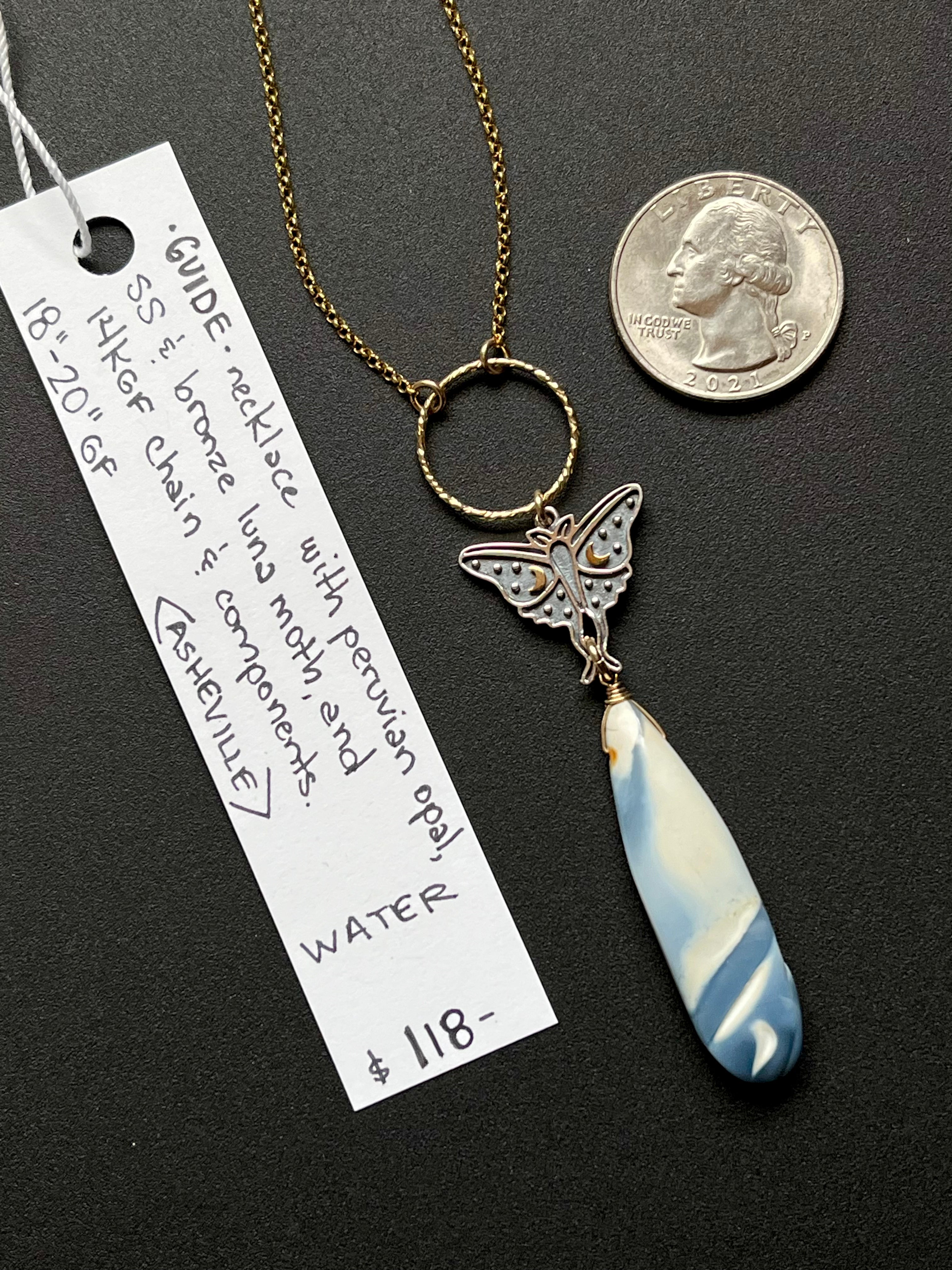 •OOAK - GUIDE• peruvian opal + mixed metal necklace (18"-20")