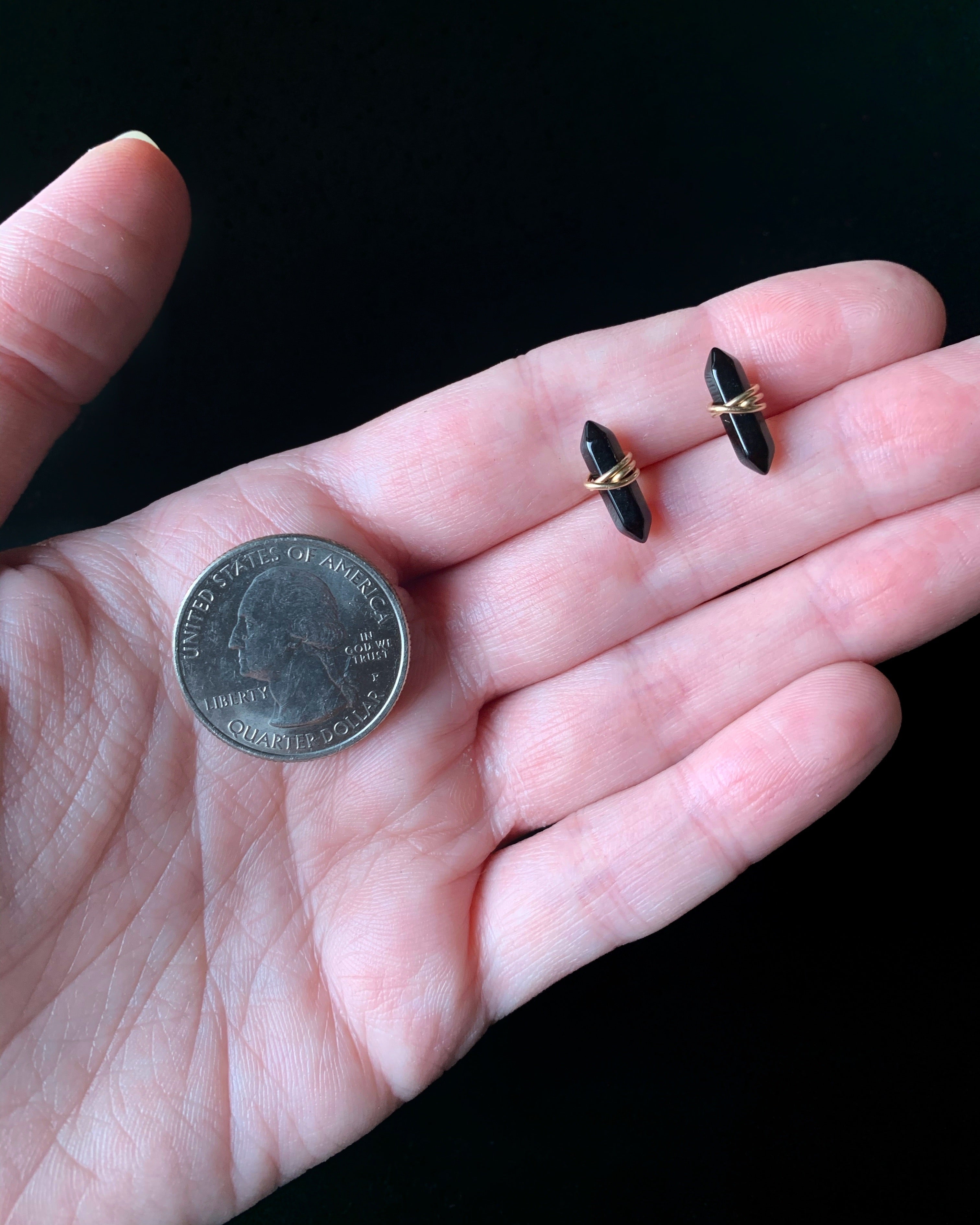 •CREST• obsidian + gold stud earrings