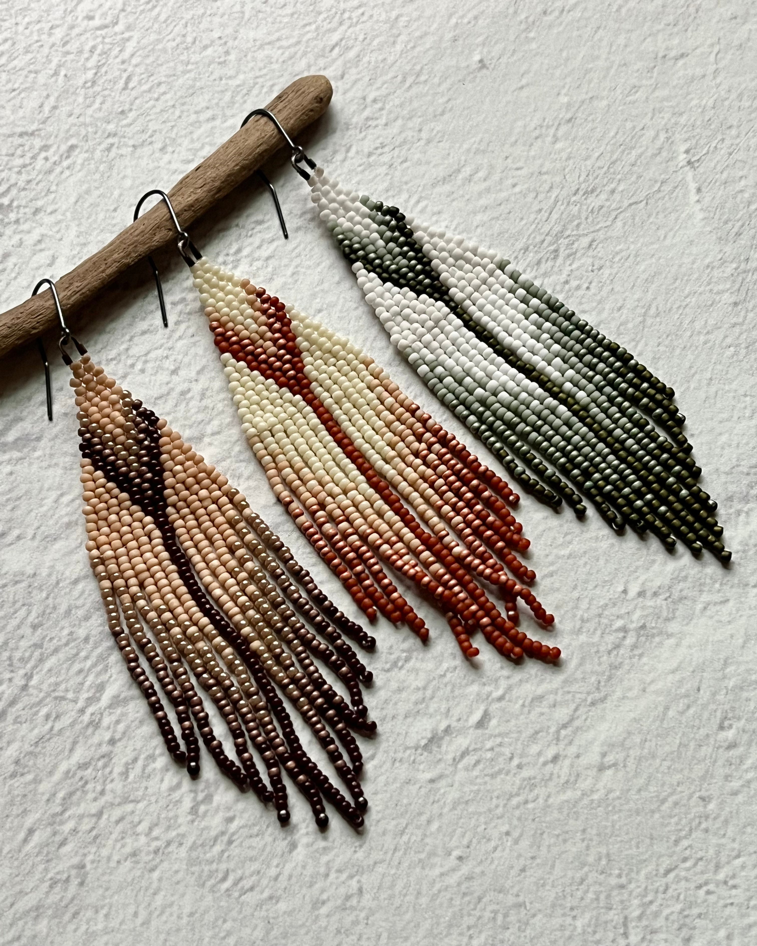 • WILLOW • beaded fringe dangle earrings