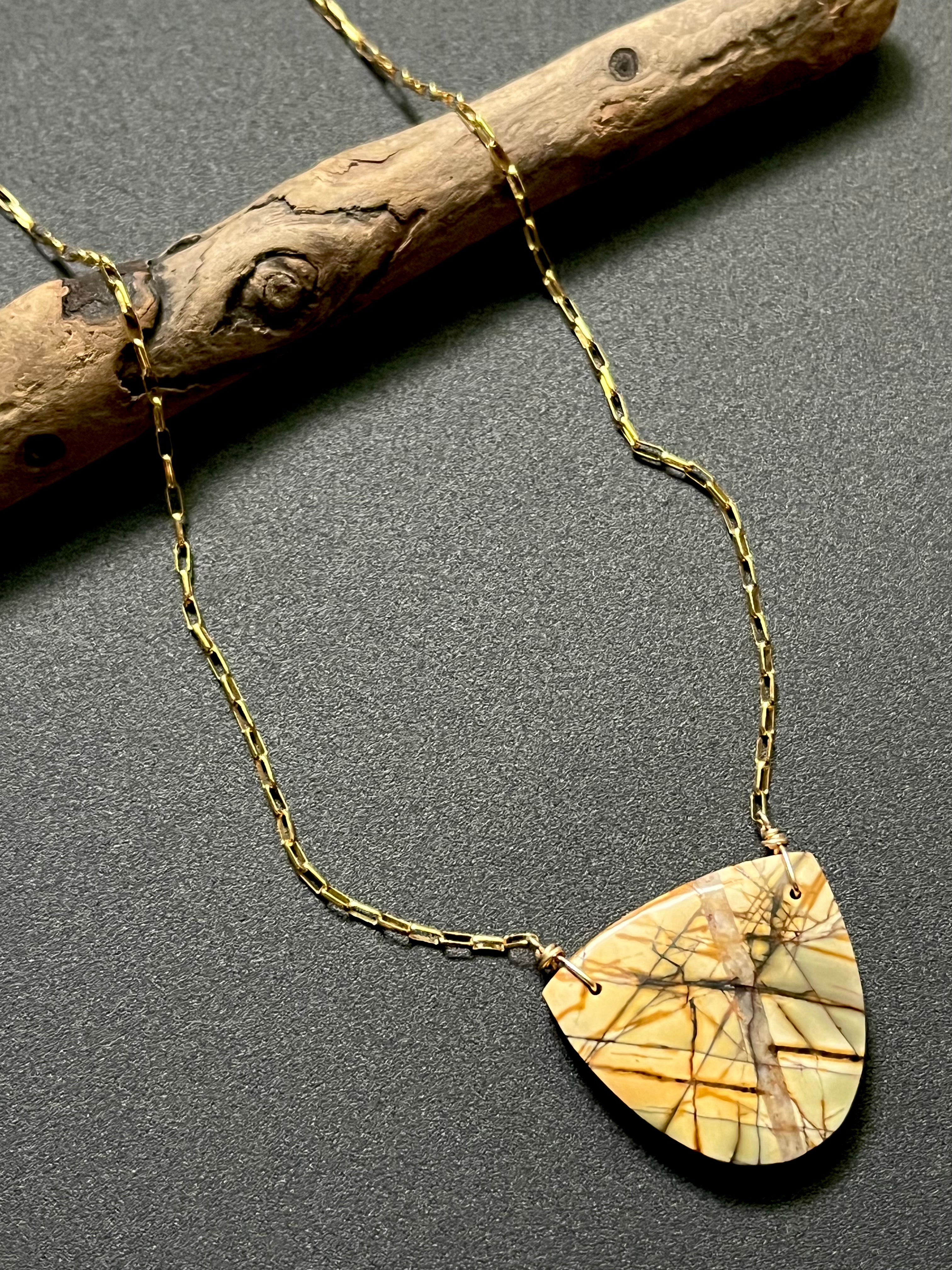 • OOAK - AEON • red creek jasper + gold necklace (16"-18")