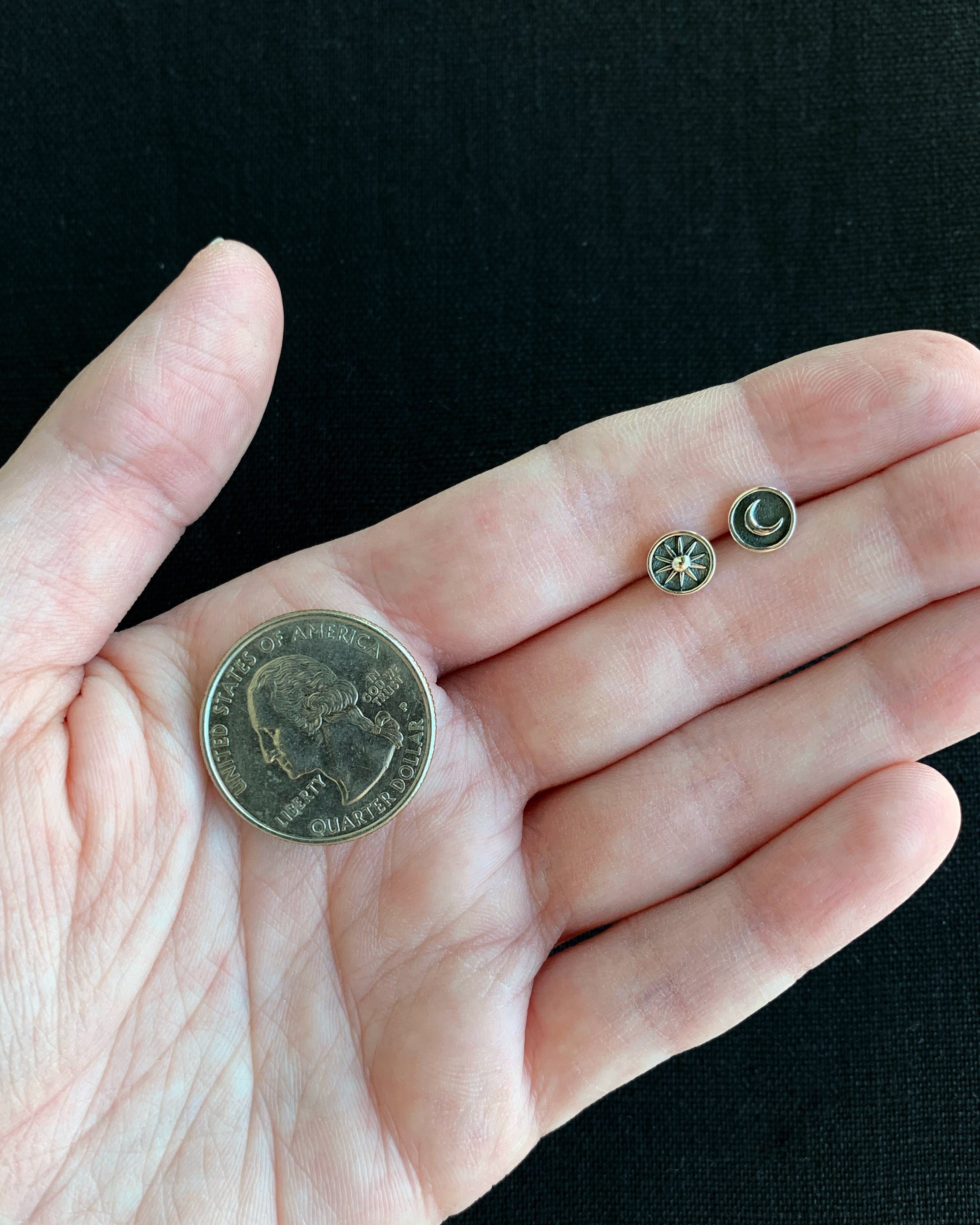 •SUN & MOON COIN• silver stud earrings