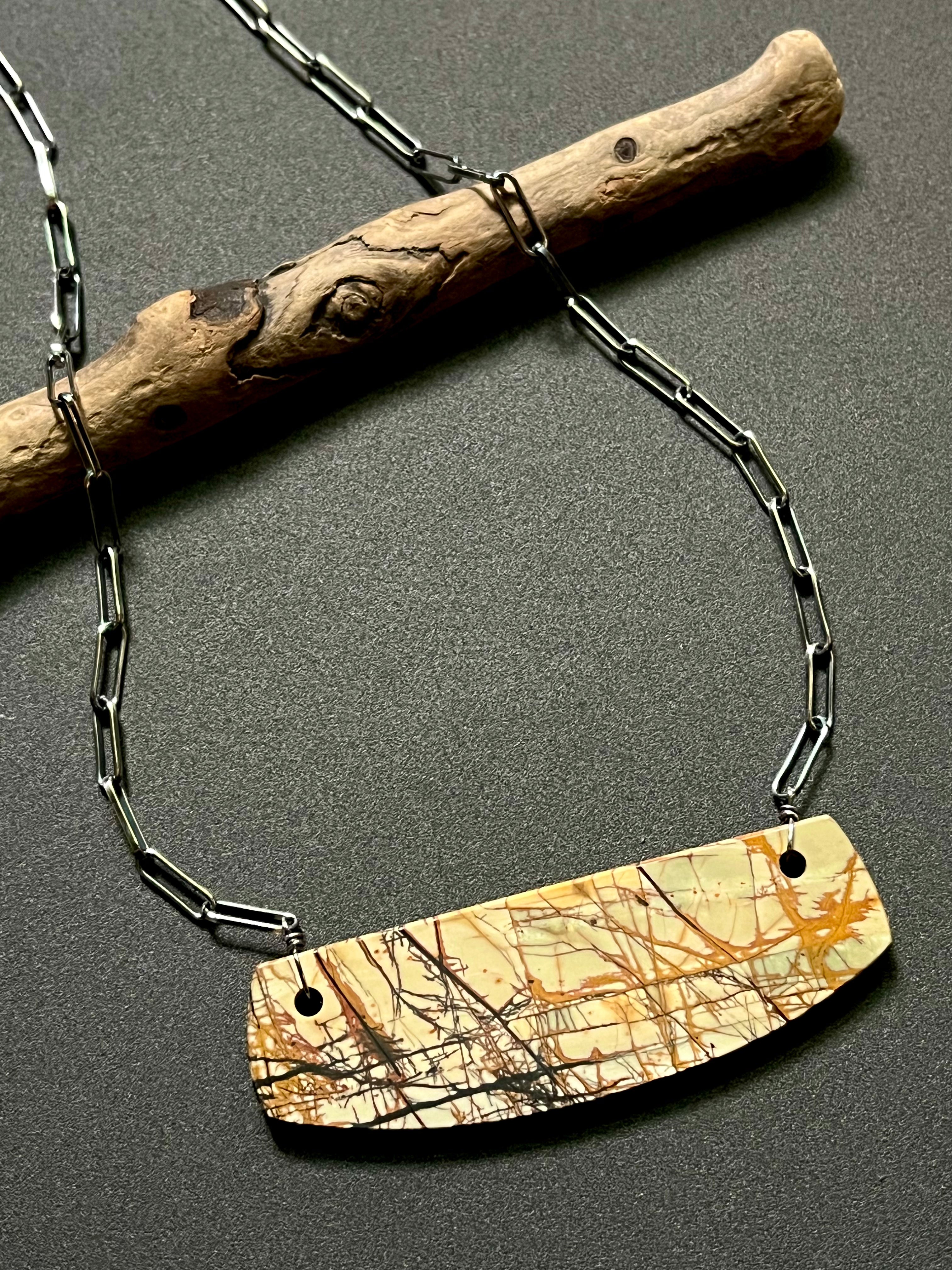• OOAK - AEON • (#1) red creek jasper + silver necklace (16"-18")