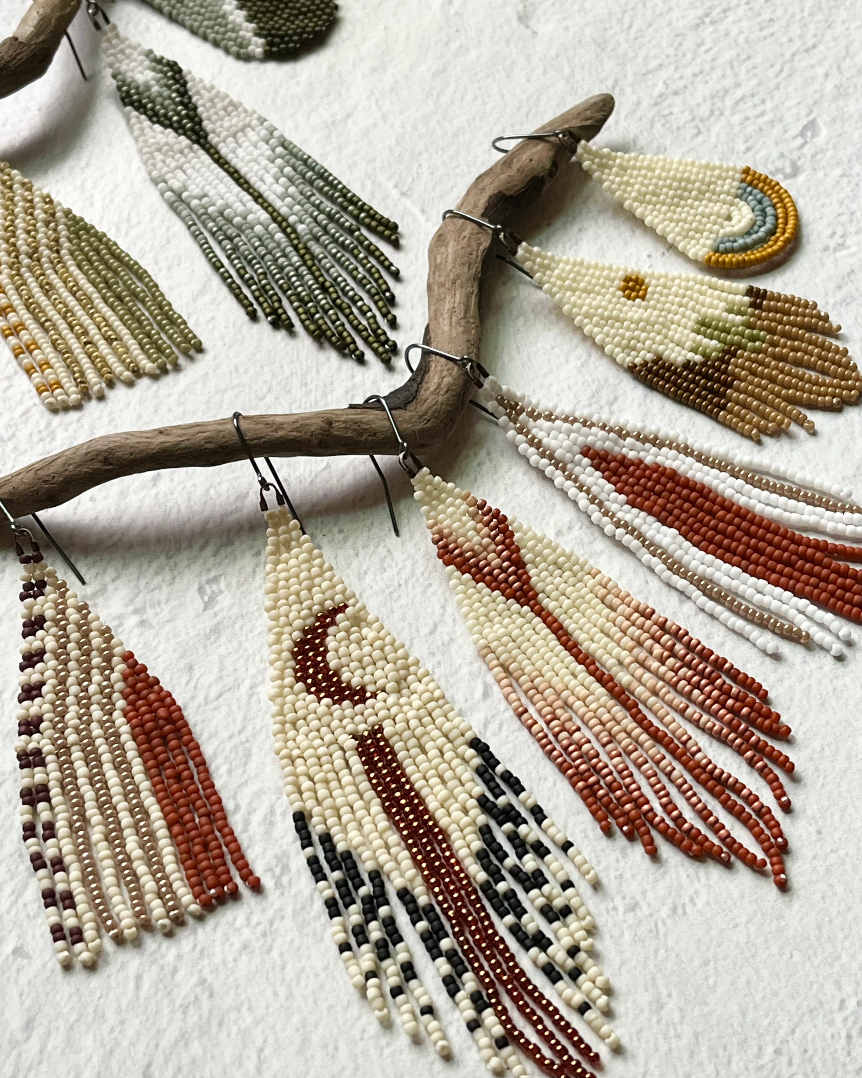 • MOONPHASE • beaded fringe dangle earrings